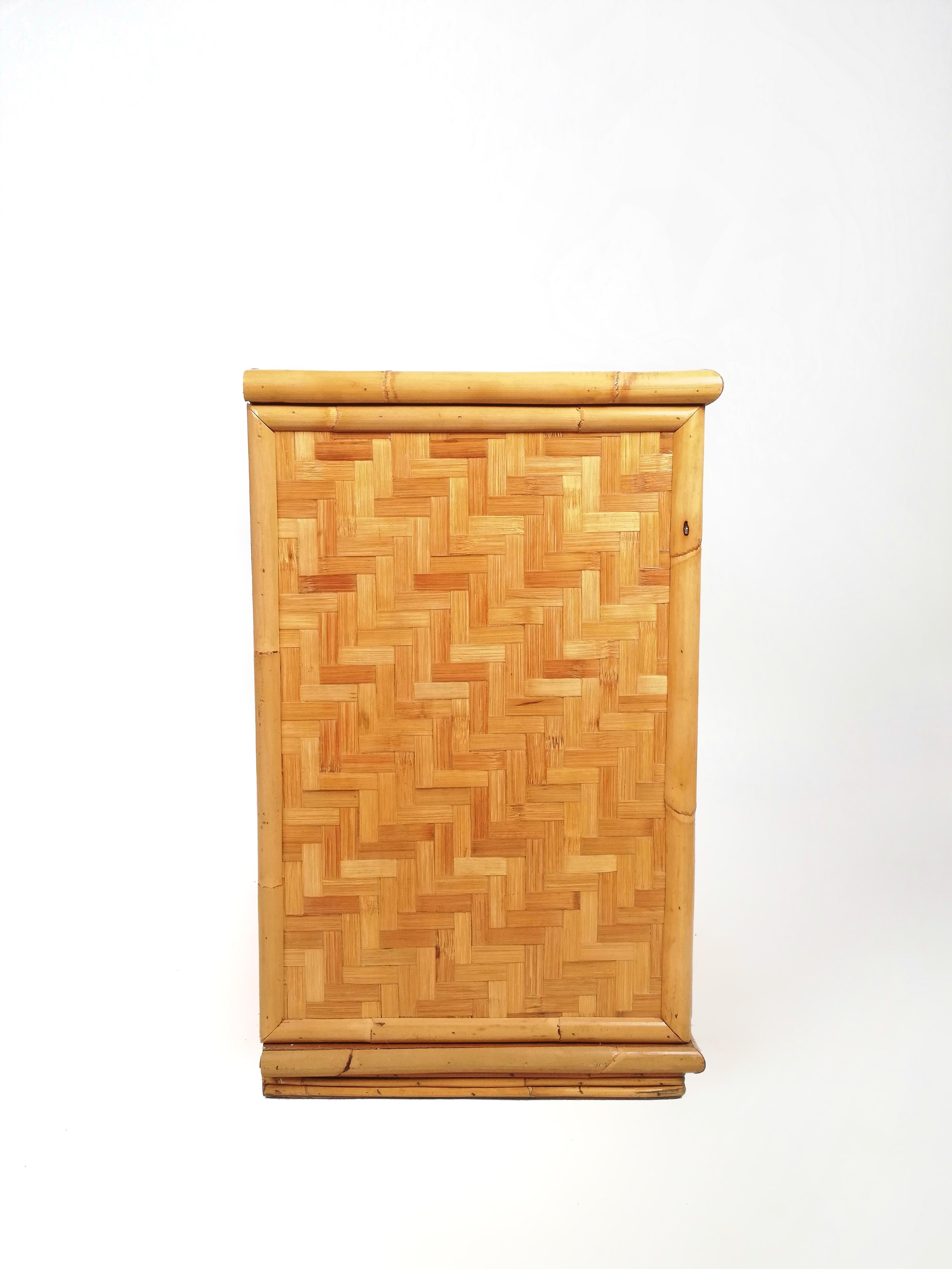 Chest of Drawers in Bamboo with Brass Handles by Dal Vera, Italy, 1970s 13