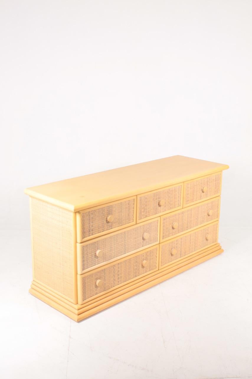 Chest of Drawers in Beech with Cane Panels by Maugrion, Made in Spain In Good Condition In Lejre, DK