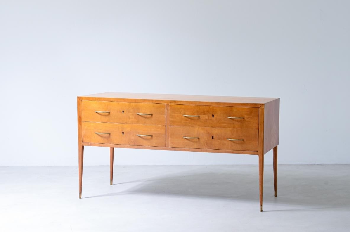Mid-Century Modern Chest of drawers in blond maple with four drawers