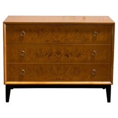 Chest of Drawers in Golden Flame Birch with Intarsia Inlay and Ebonized Base