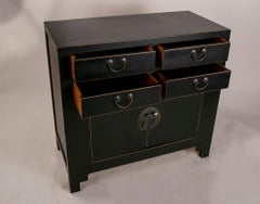 Chest of Drawers in Lacquered Wood with Drawers and Metal Pulls