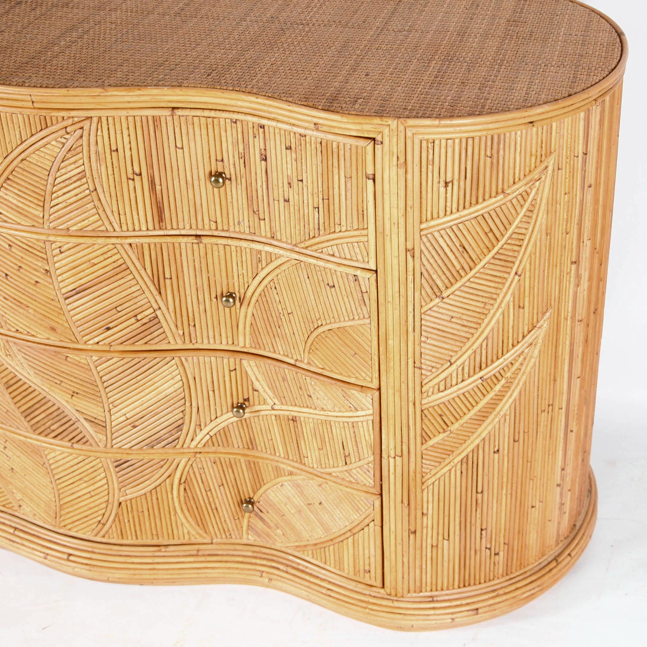 Hand-Woven Chest of Drawers in Natural Rattan For Sale