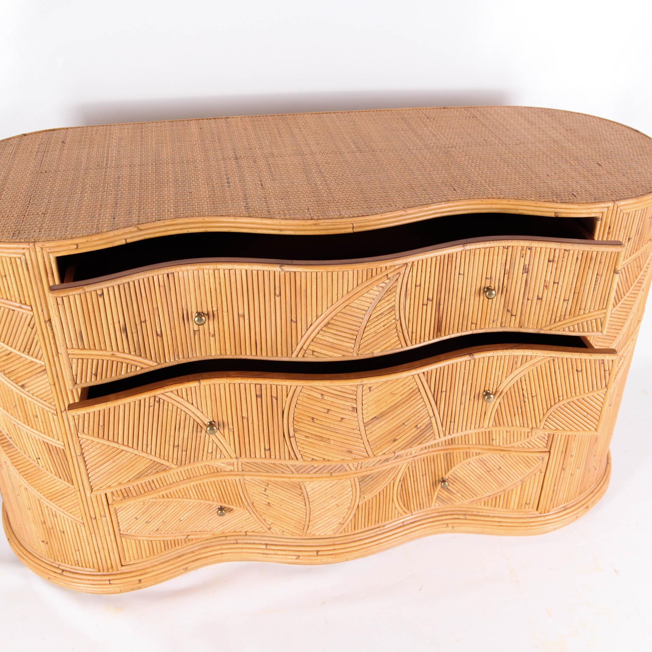 Chest of Drawers in Natural Rattan In Excellent Condition For Sale In Isle Sur Sorgue, FR