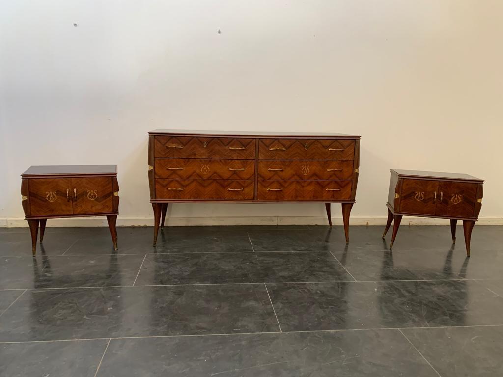 Chest of Drawers in Rosewood & Brass Details, 1950s For Sale 4