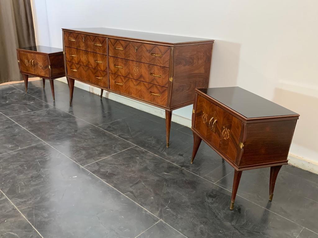 Chest of Drawers in Rosewood & Brass Details, 1950s For Sale 5