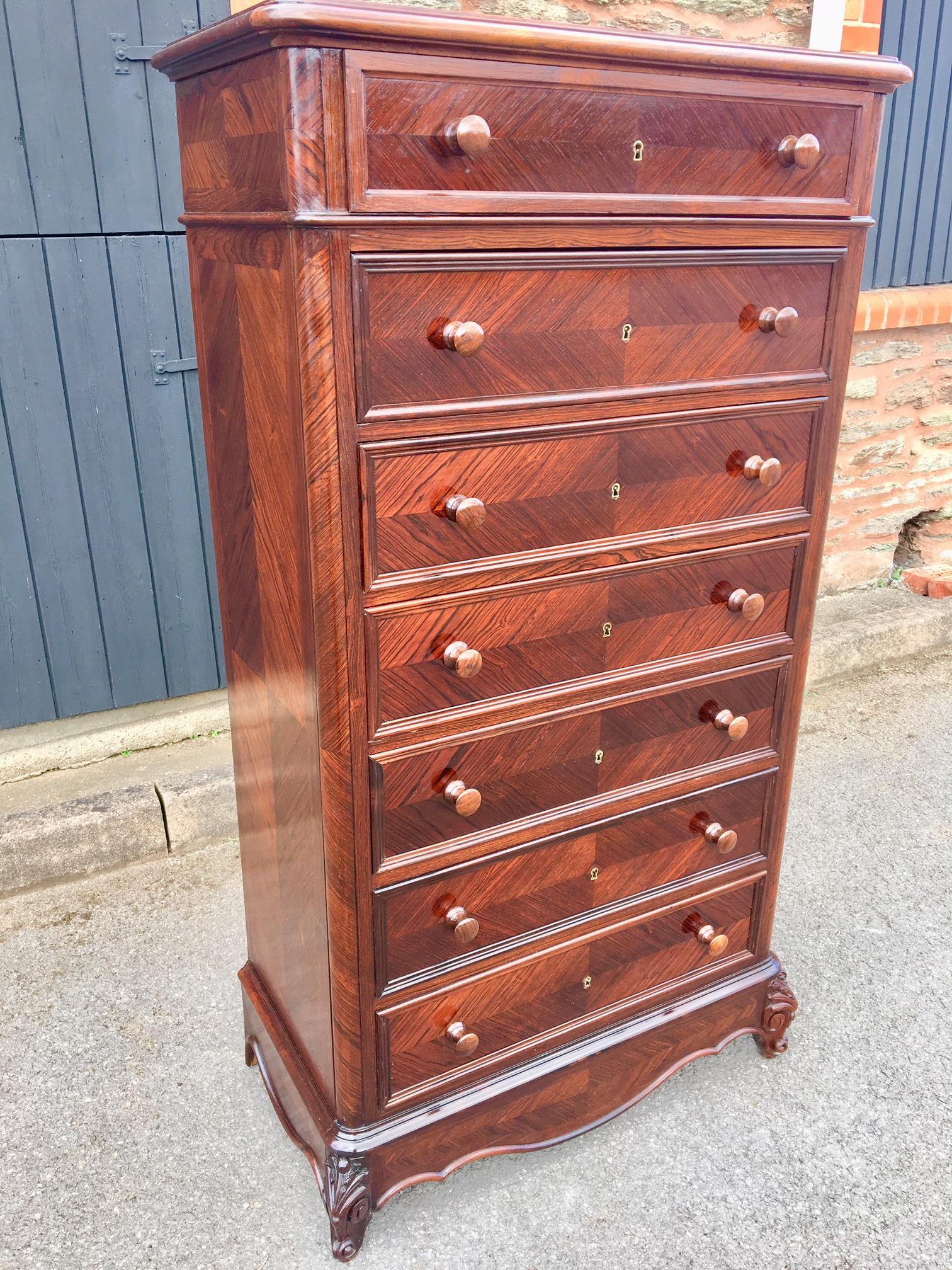 French Chest of Drawers in Rosewood, circa 1870