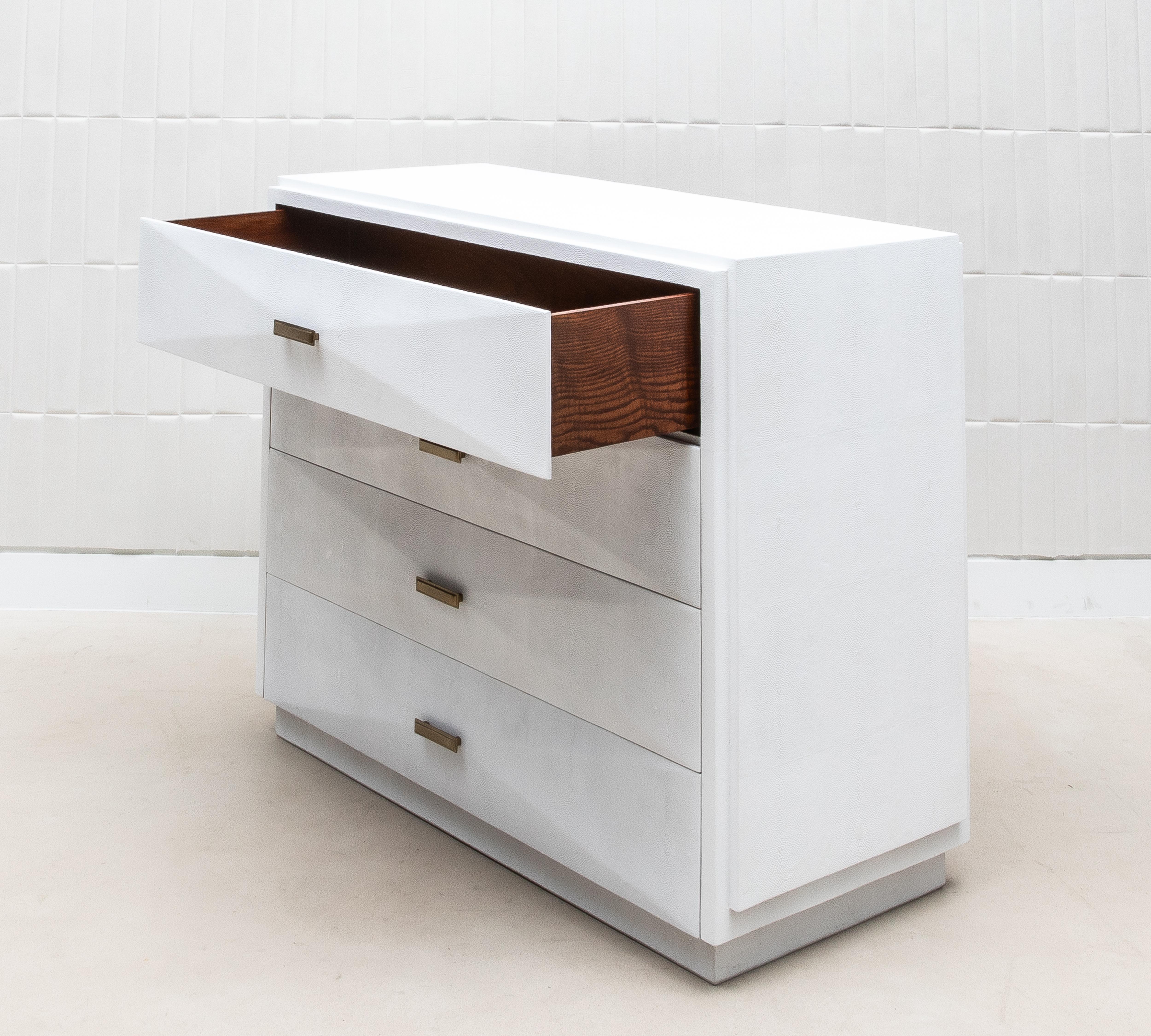 Chest of Drawers in Shagreen with Bronze Patina Brass Details by R&Y Augousti 6