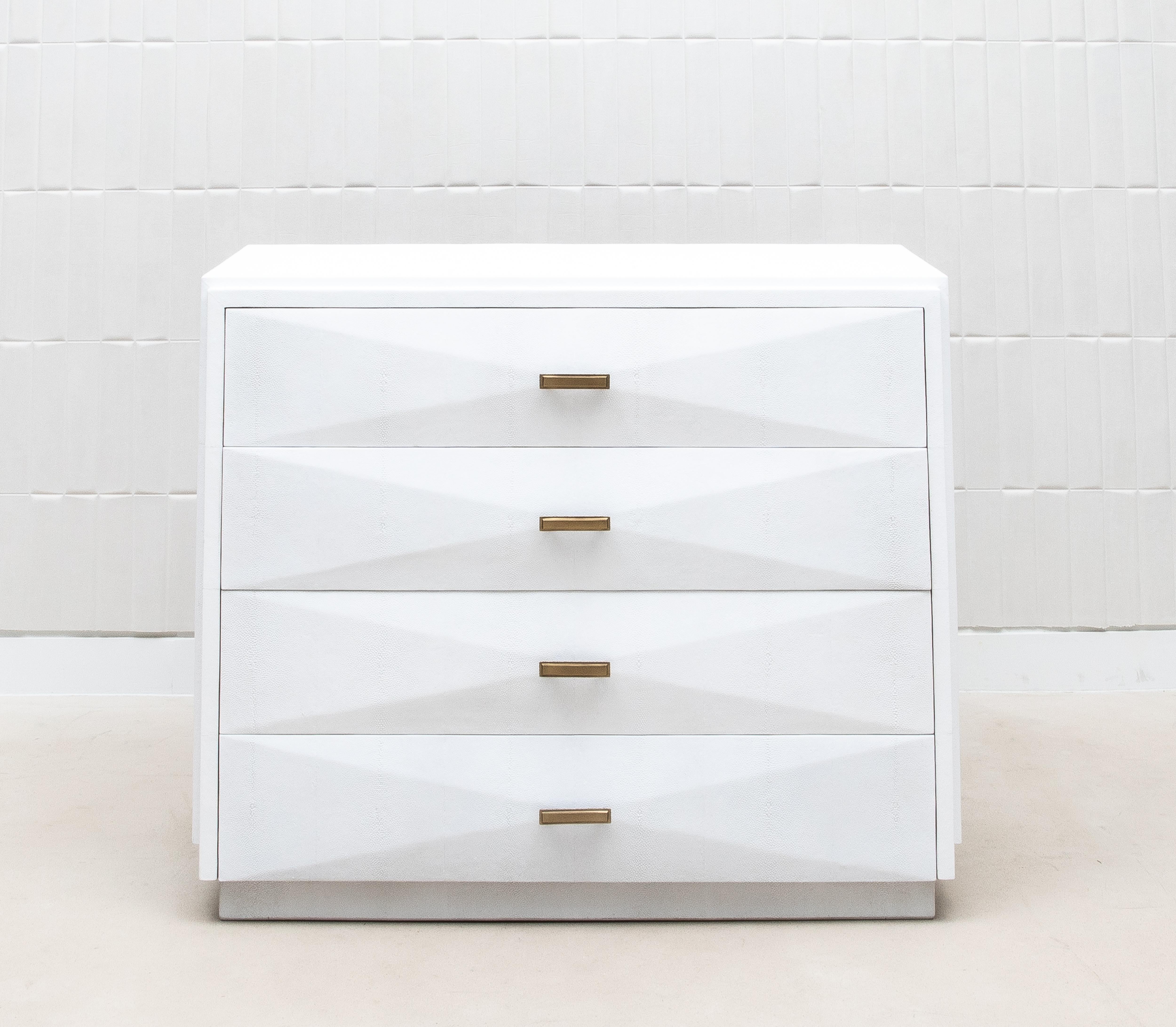 Art Deco Chest of Drawers in Shagreen with Bronze Patina Brass Details by R&Y Augousti