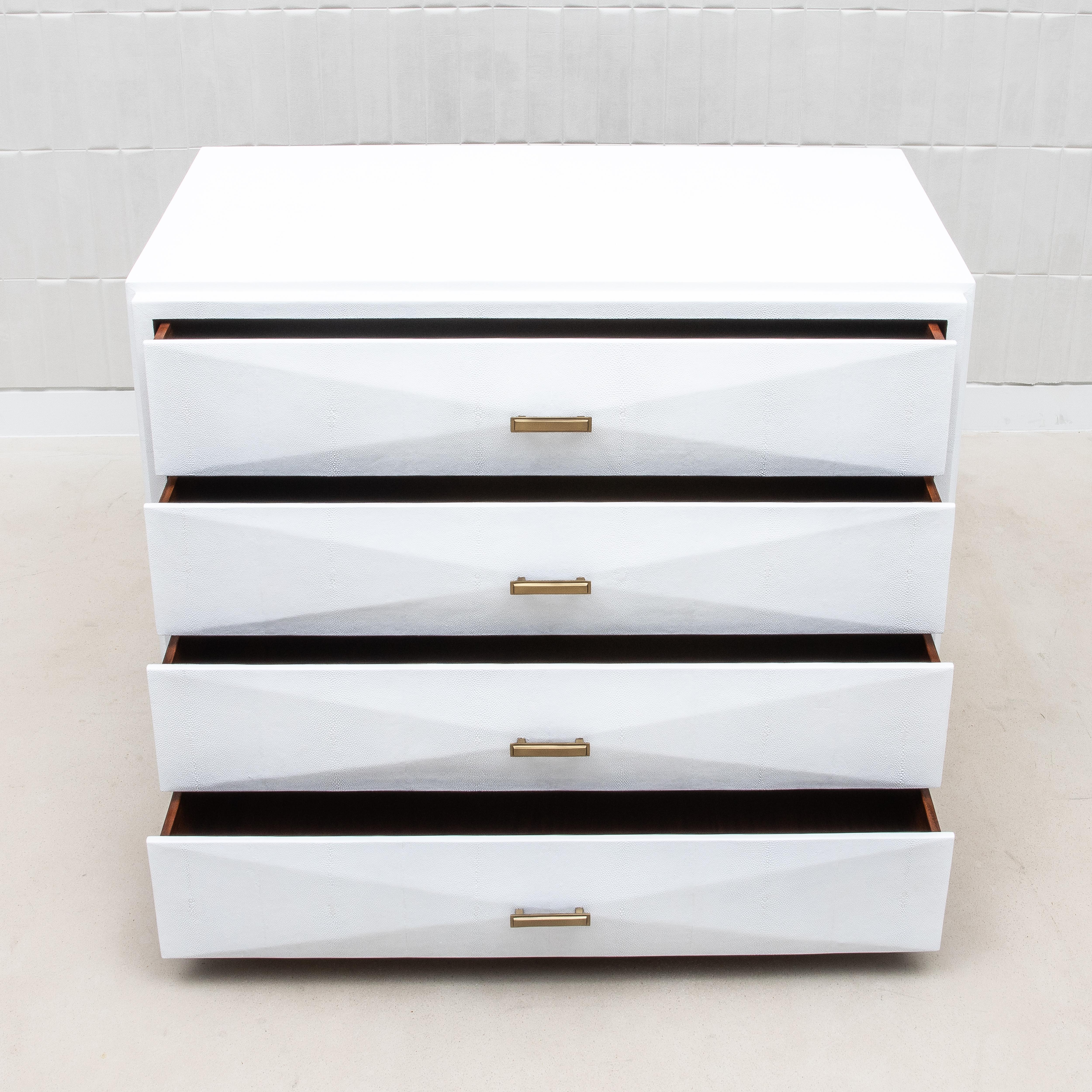 Contemporary Chest of Drawers in Shagreen with Bronze Patina Brass Details by R&Y Augousti