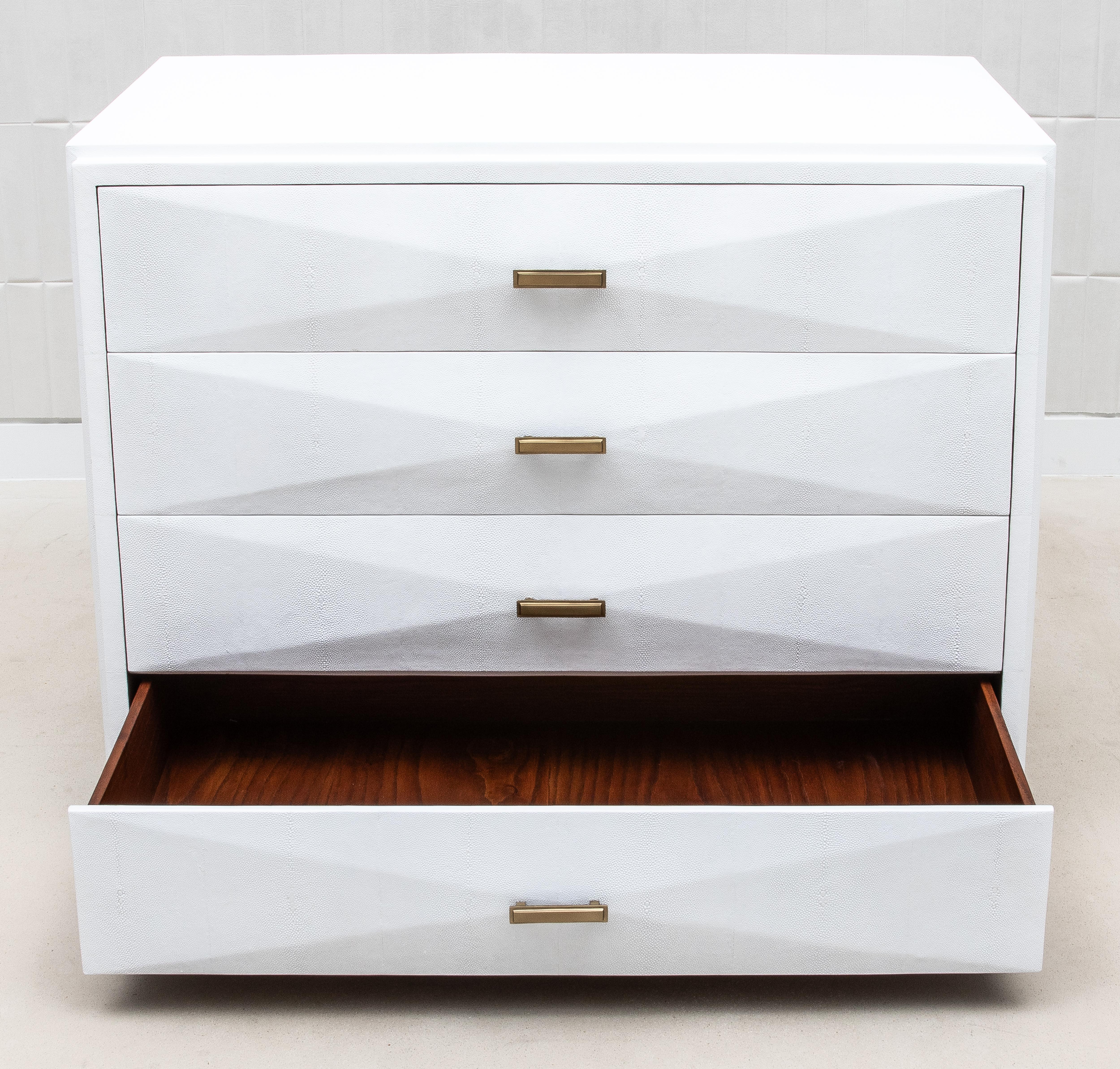 Chest of Drawers in Shagreen with Bronze Patina Brass Details by R&Y Augousti 1