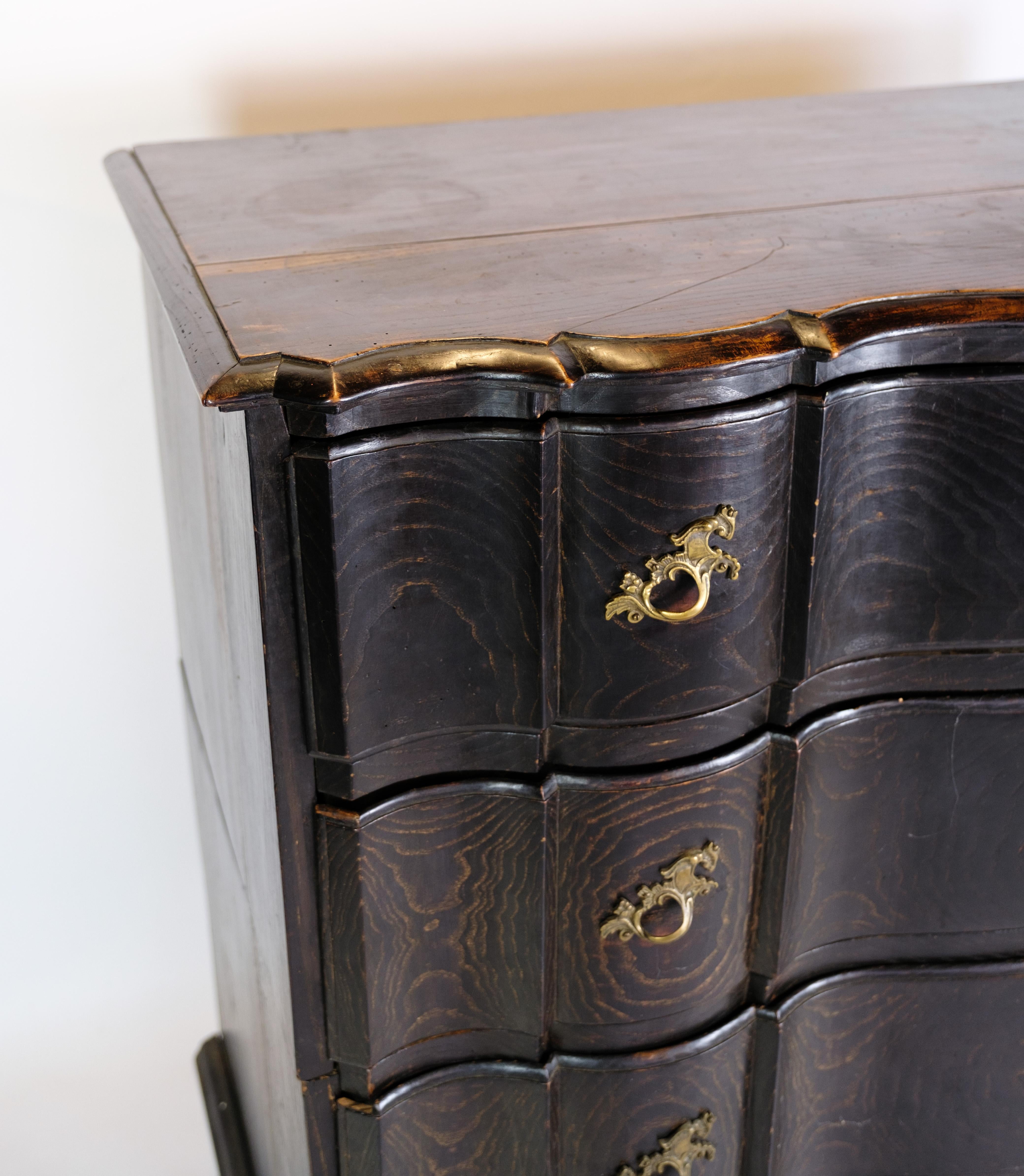 Chest of drawers in Stained oak with Brass from the 19th century For Sale 3