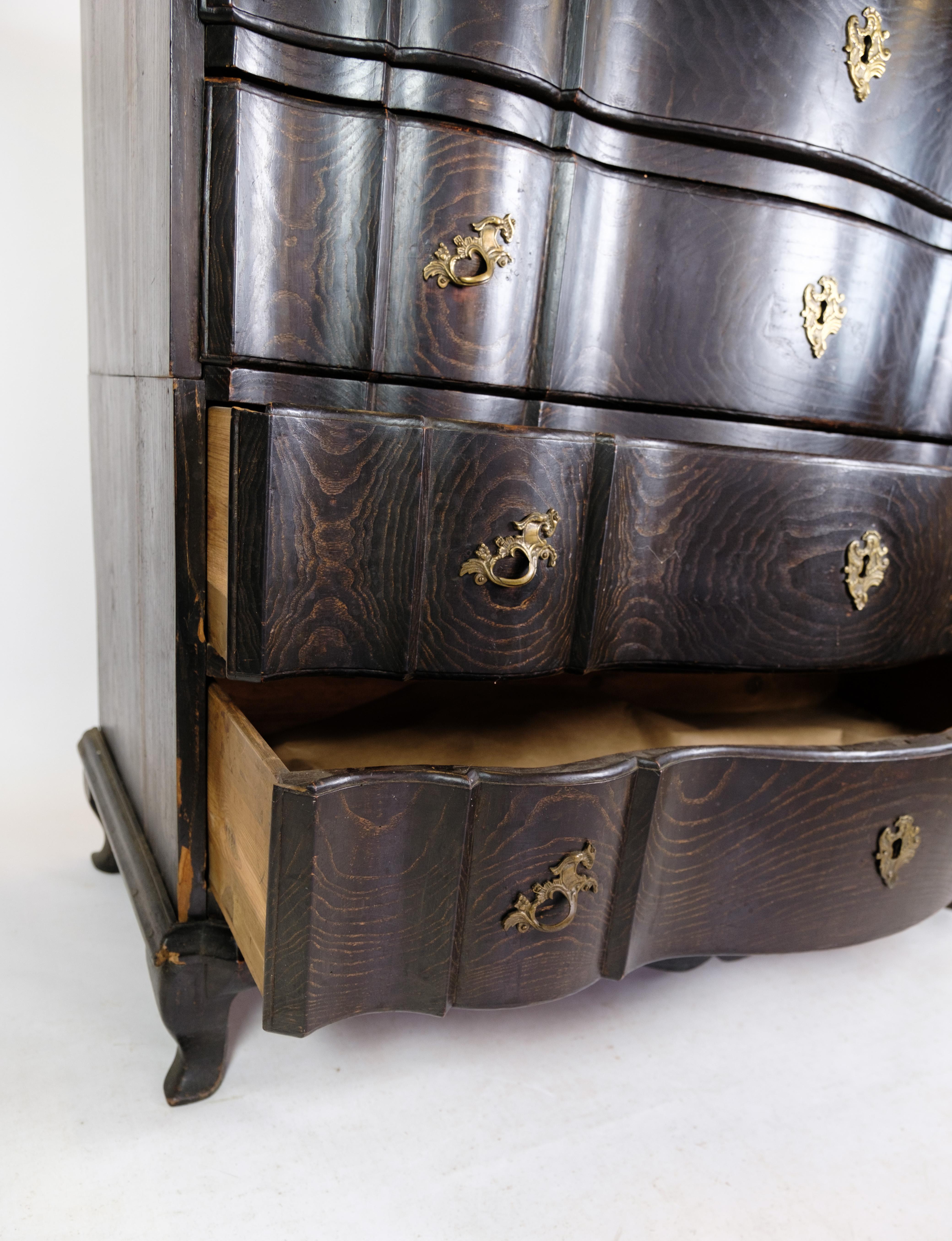 Chest of drawers in Stained oak with Brass from the 19th century For Sale 1