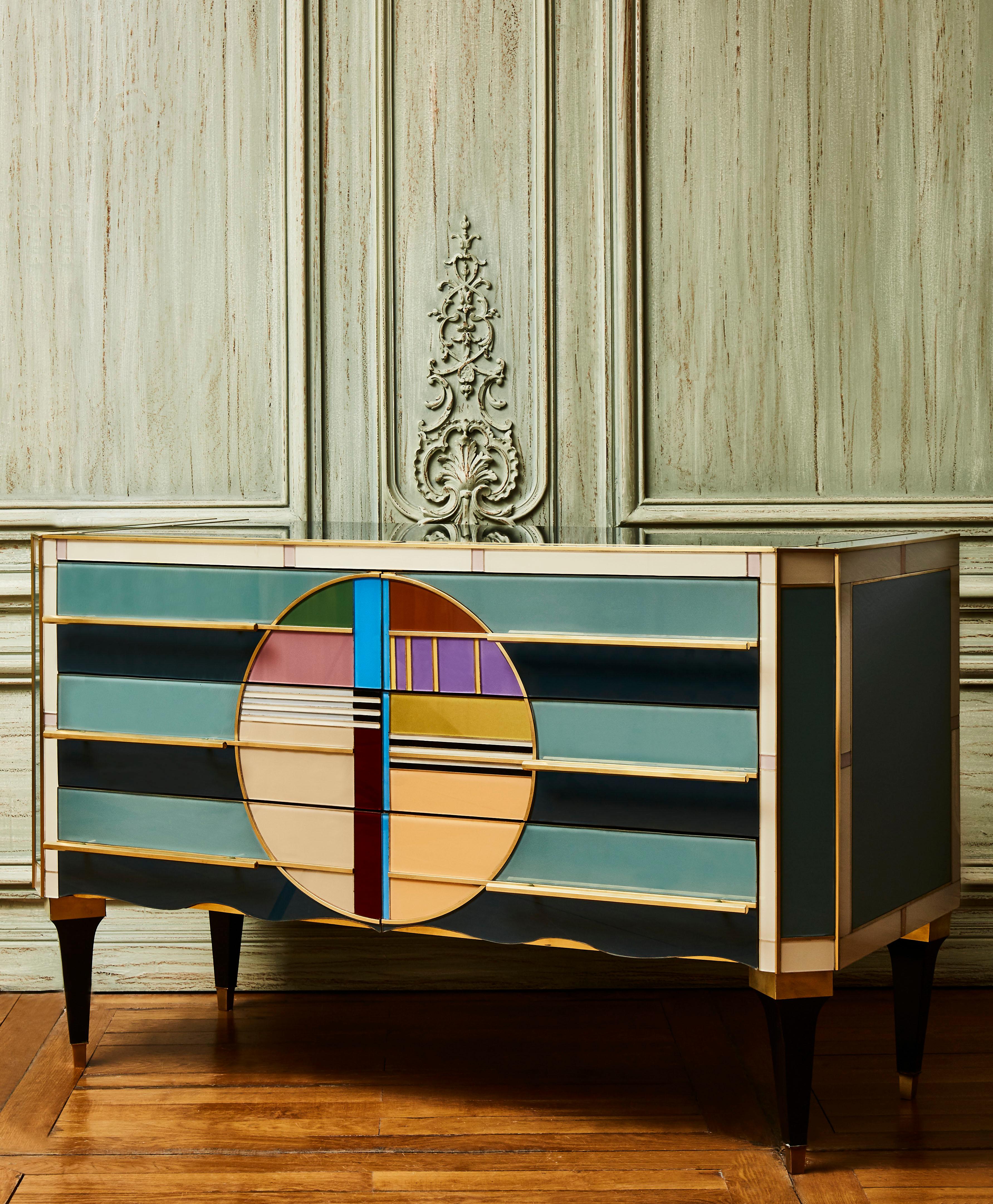 Mid-Century Modern Chest of Drawers in Tainted Mirror, by Studio Glustin