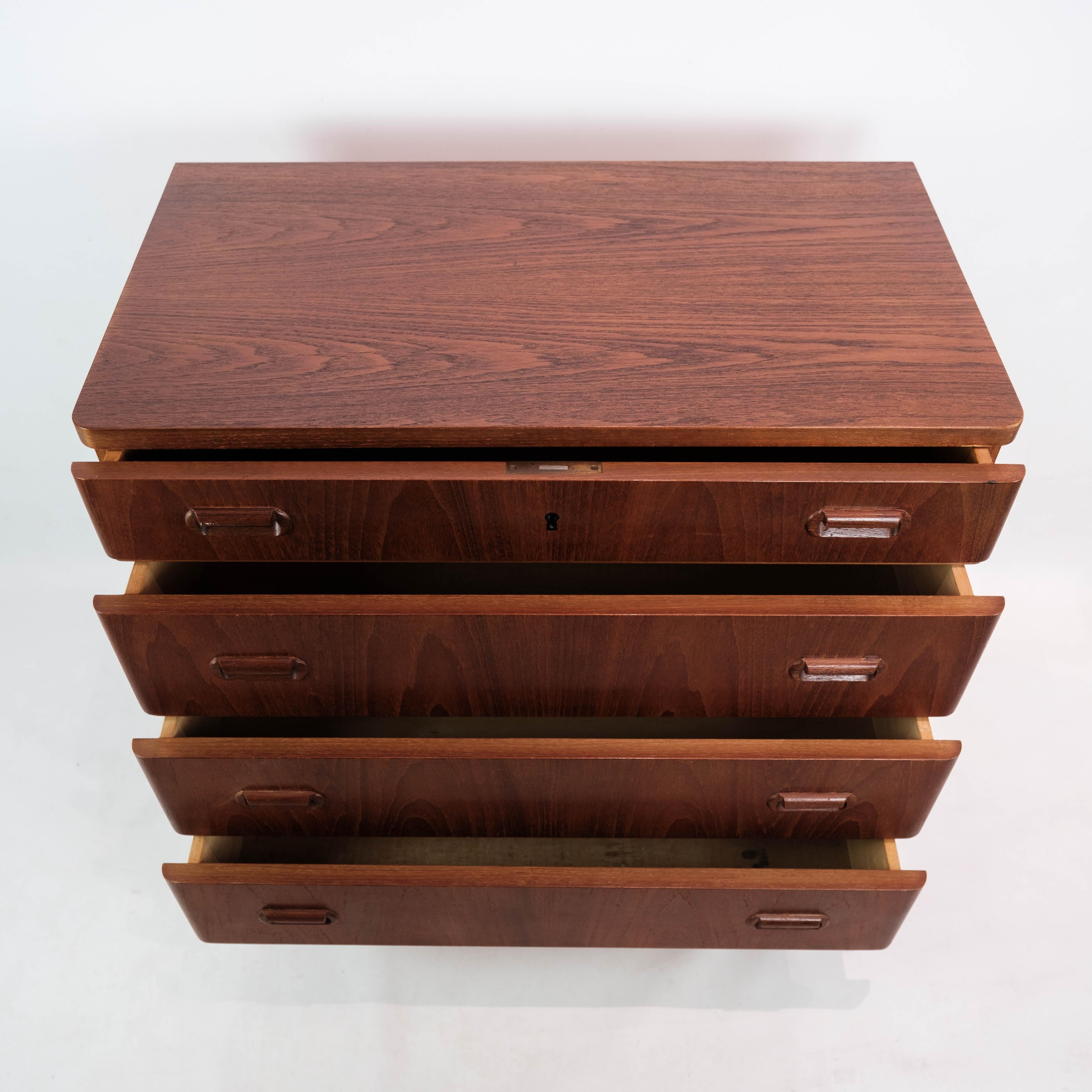 Cómoda De Teca Con Cuatro Cajones De Los Años 60 en venta 3