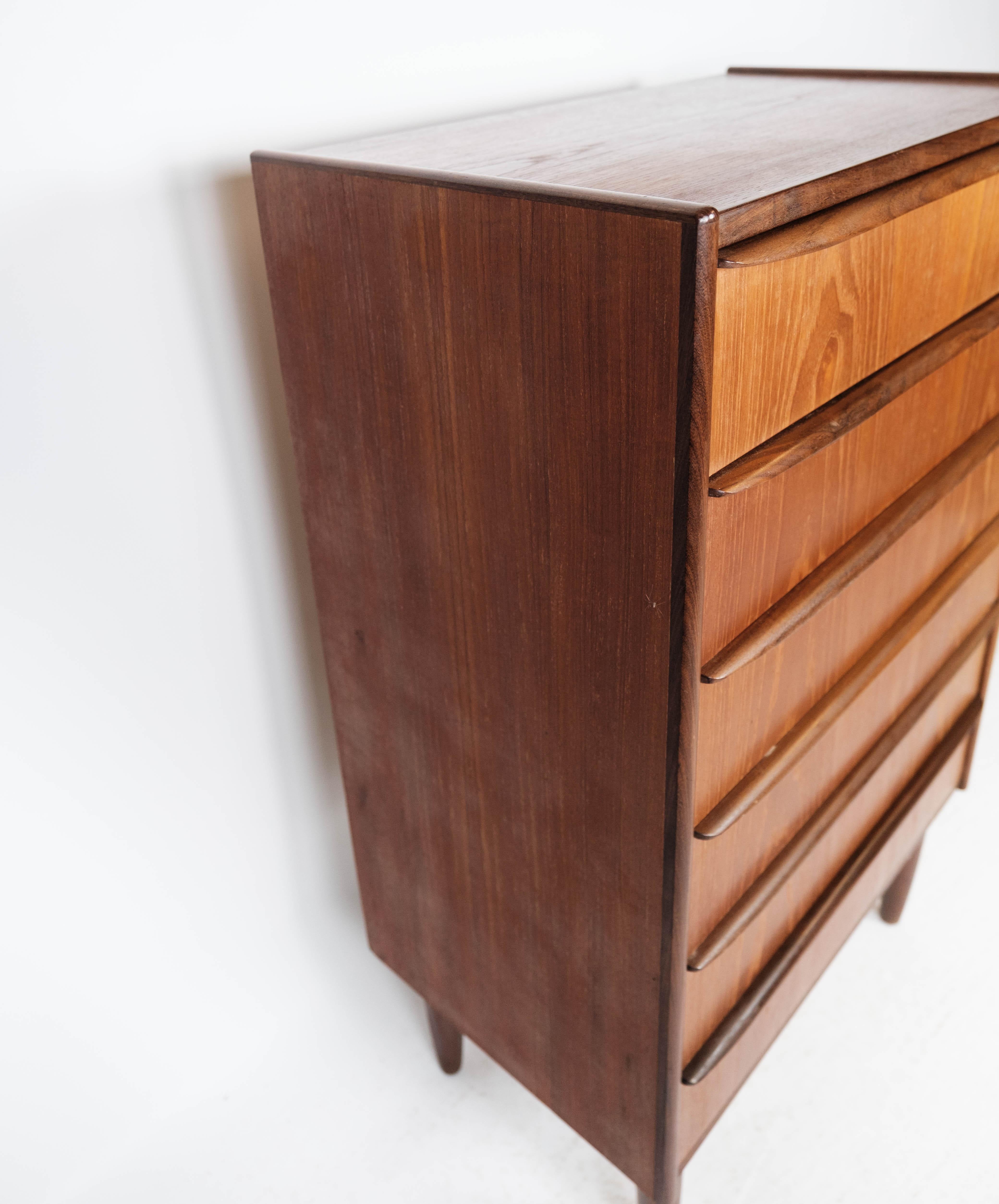 Mid-20th Century Chest of Drawers in Teak with Six Drawers, of Danish Design from the 1960s