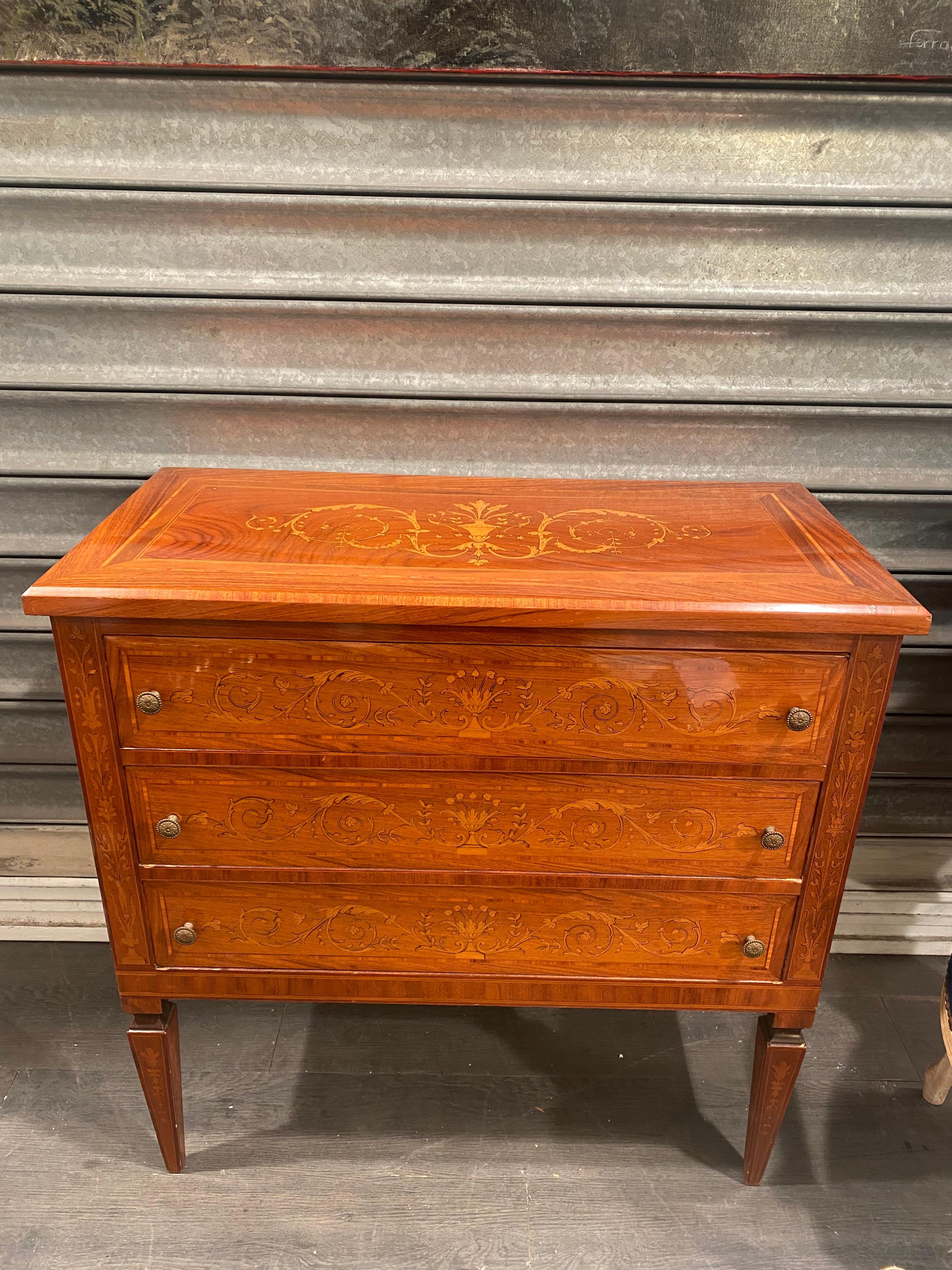 Wood Chest of Drawers in the Louis XVI Style Italian Chest of Drawers For Sale