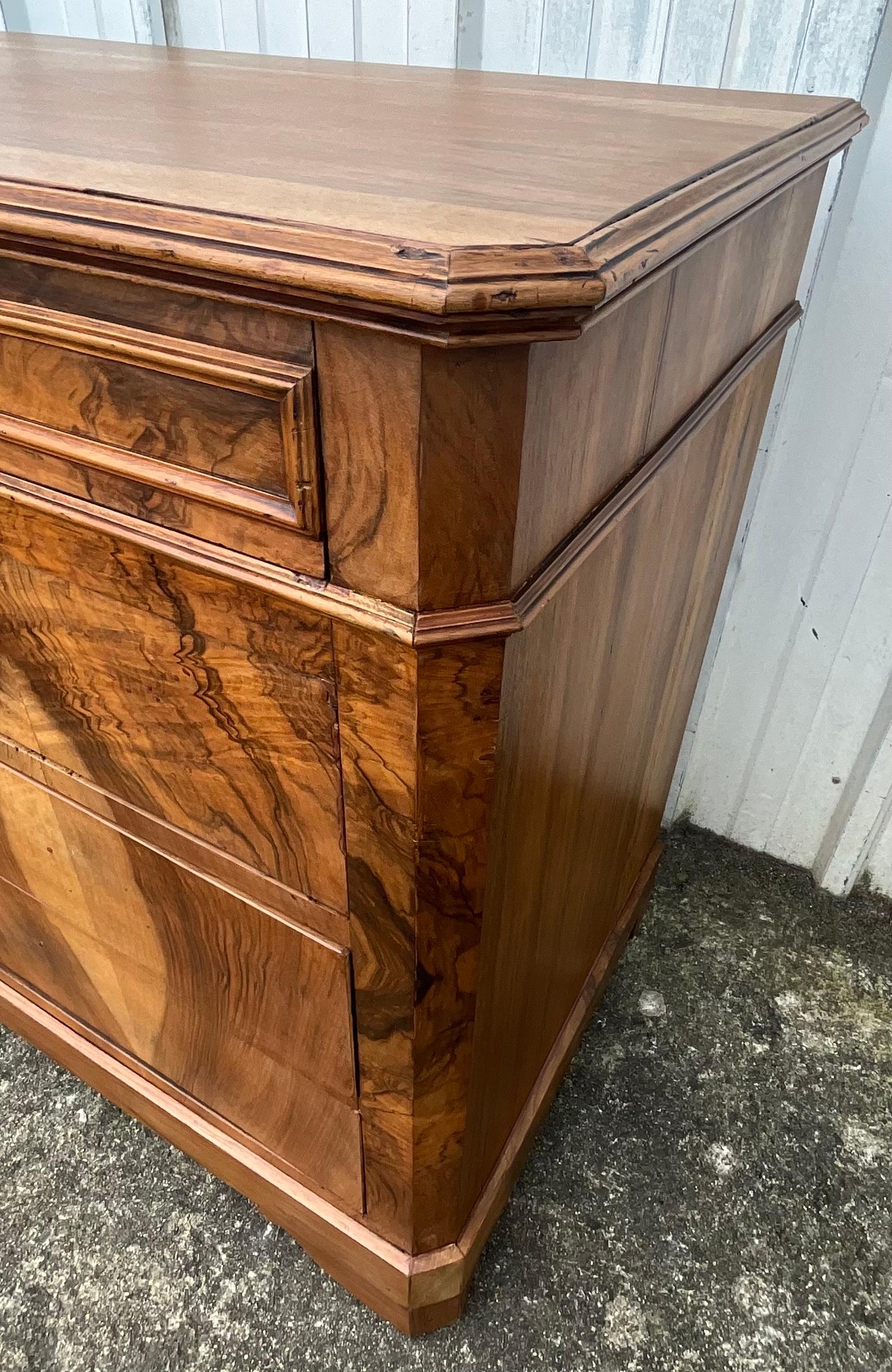 Chest Of Drawers In Walnut And Burr Walnut, Late 19th Century For Sale 1