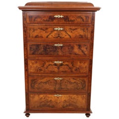 Chest of Drawers in Walnut Root Veneer, circa 1880 Chest of Drawers in Walnut Root Veneer, circa 1880