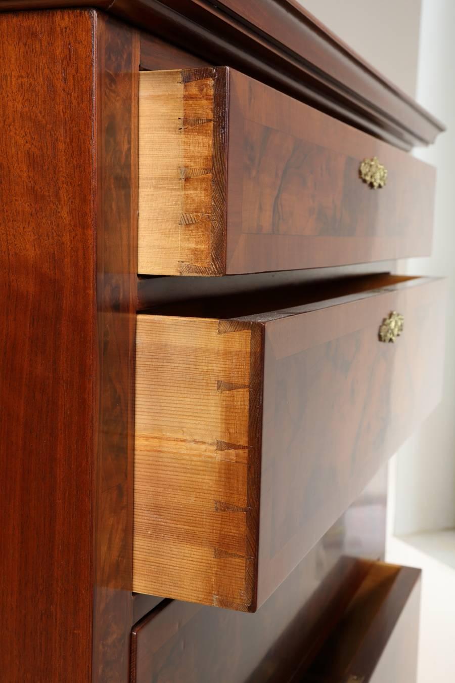 Chest of Drawers in Walnut Root Veneer, circa 1880 For Sale 4