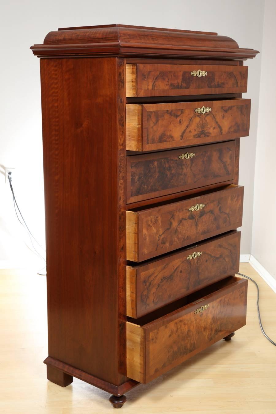 Chest of Drawers in Walnut Root Veneer, circa 1880 For Sale 5