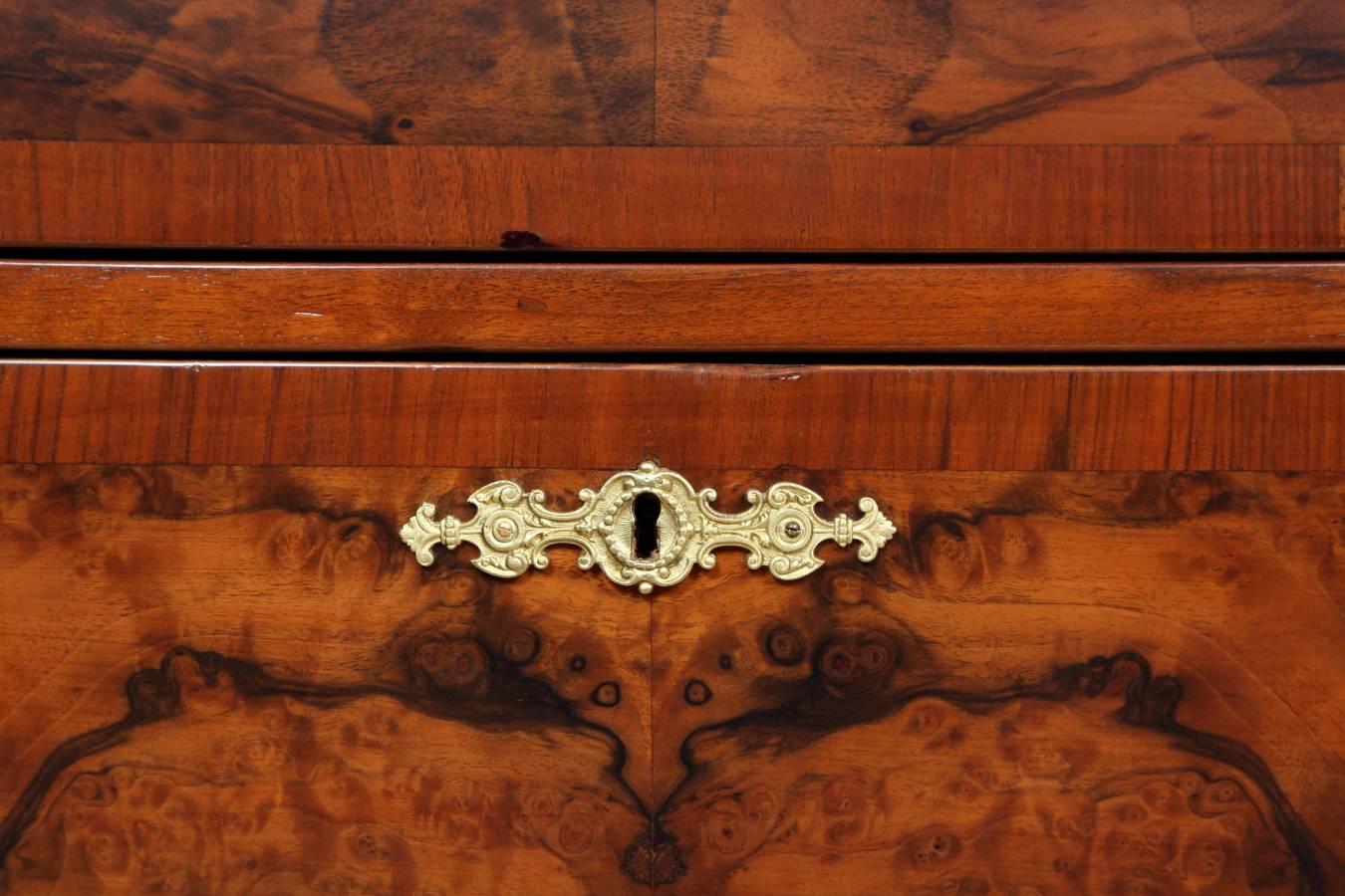 19th Century Chest of Drawers in Walnut Root Veneer, circa 1880 For Sale