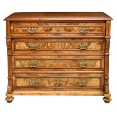 Chest of Drawers in Walnut with Inlays of Burl Walnut, Sweden, circa 1870