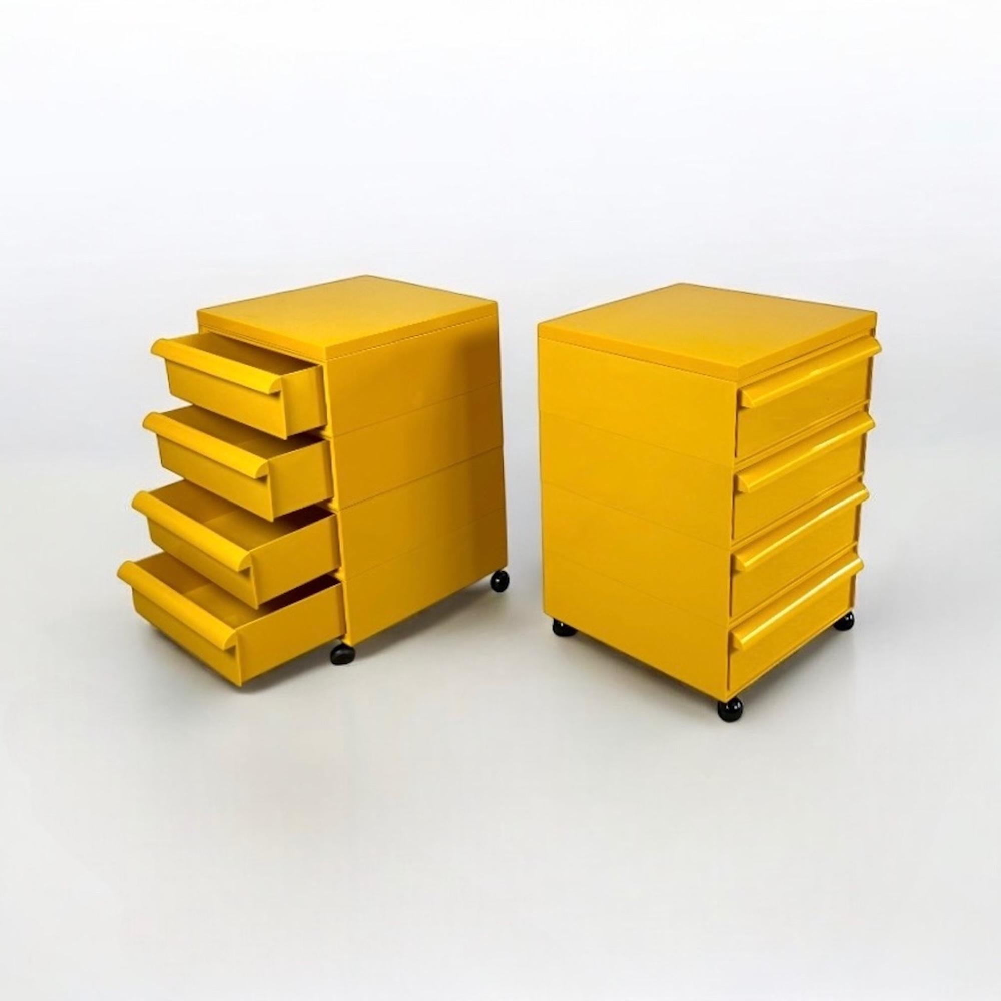 Chest of Drawers Kartell Model 4602 by Simon Fussell in yellow, 1970s, Set of 2 7