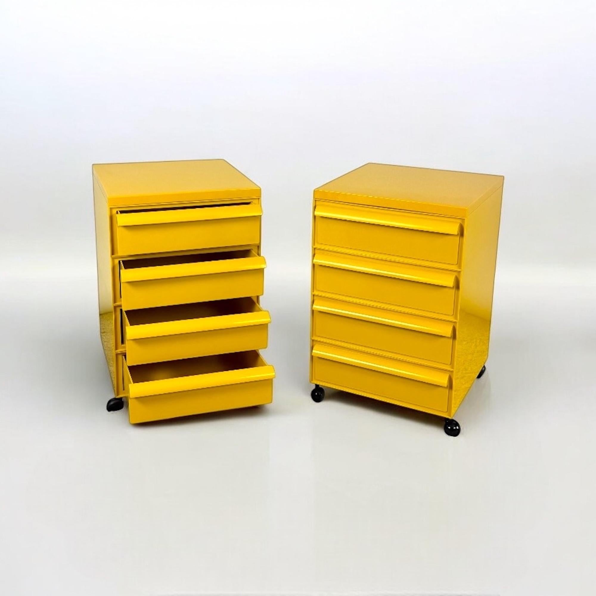 Italian Chest of Drawers Kartell Model 4602 by Simon Fussell in yellow, 1970s, Set of 2