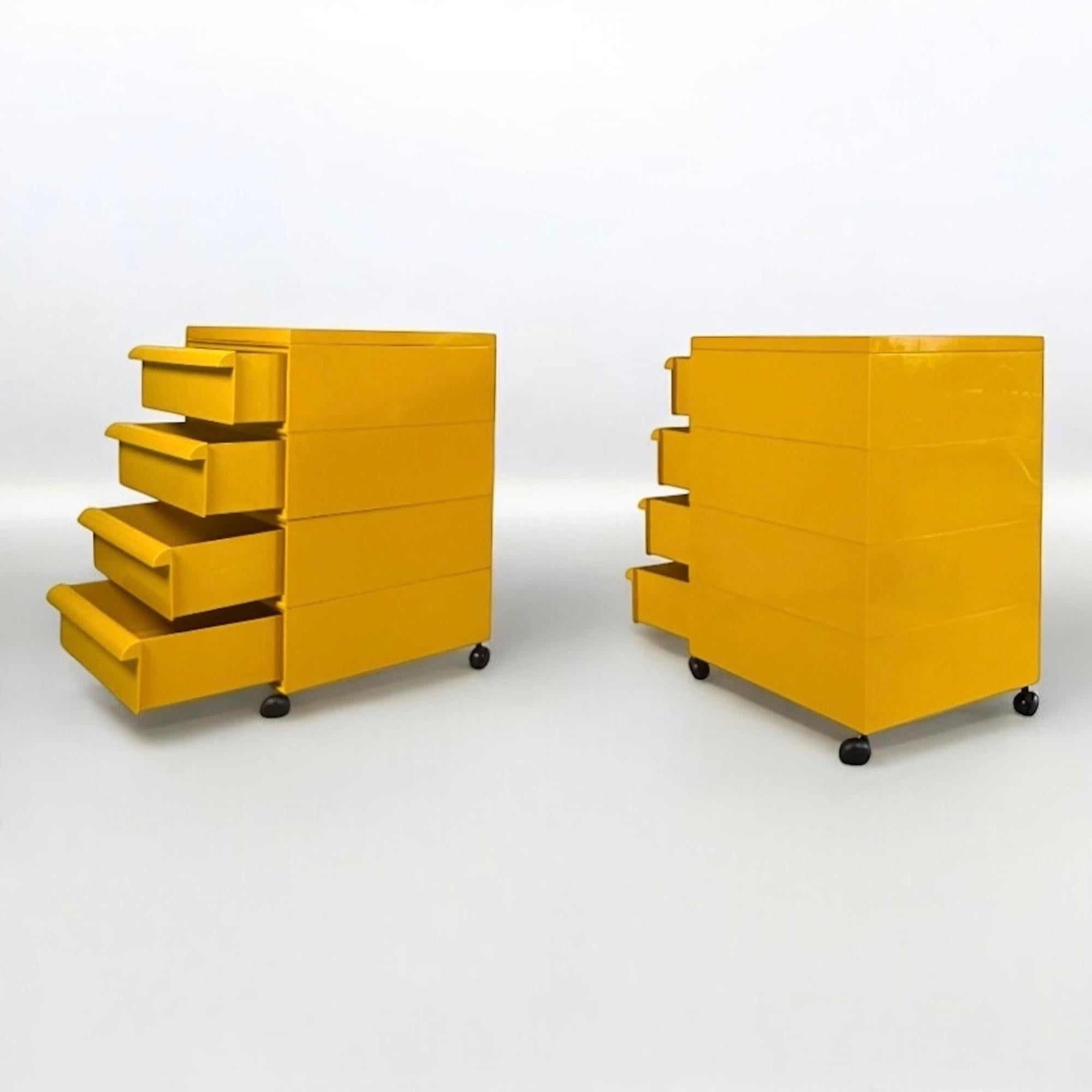 Chest of Drawers Kartell Model 4602 by Simon Fussell in yellow, 1970s, Set of 2 1