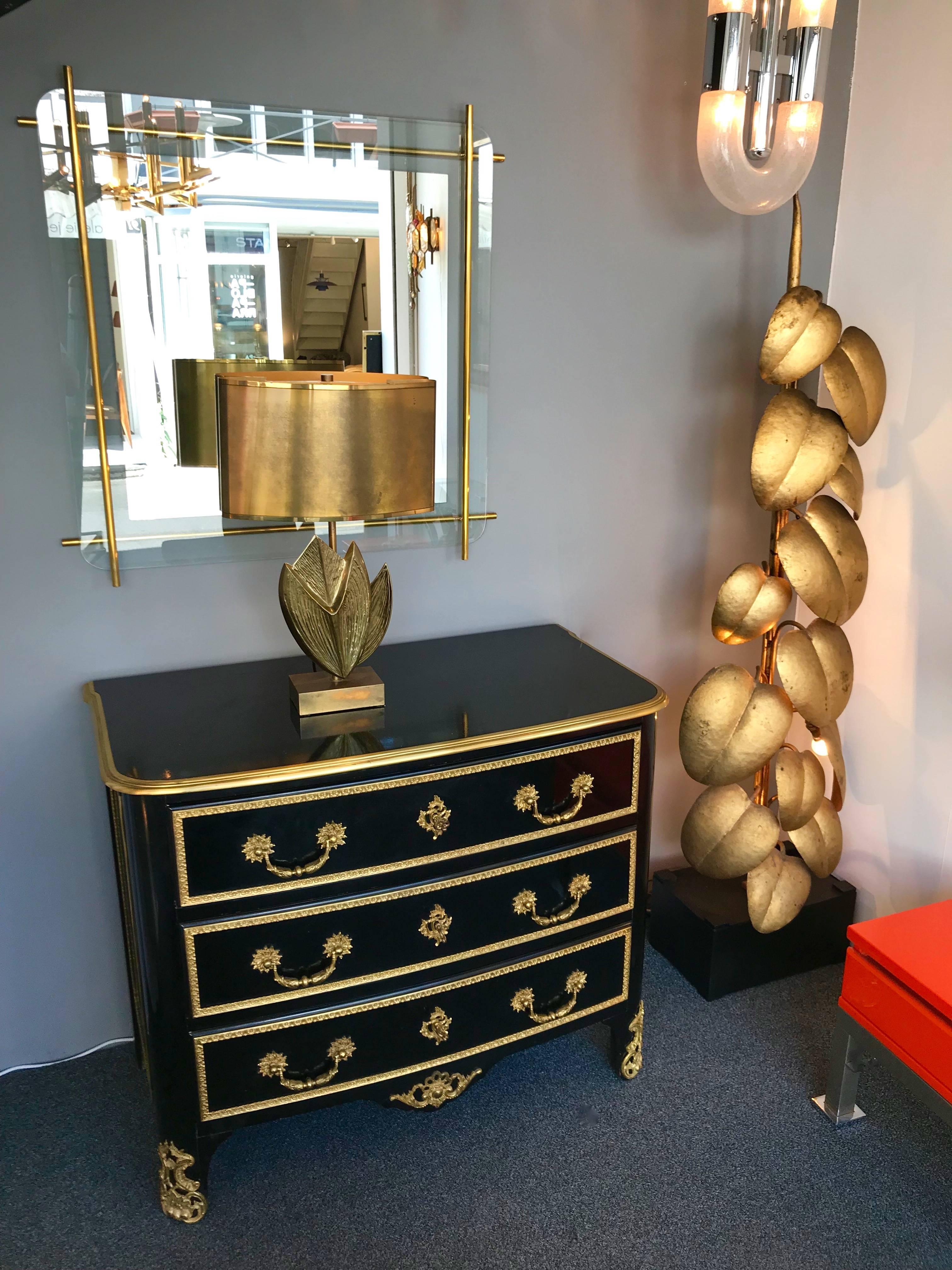 Neoclassical Chest of Drawers Lacquered and Bronze by Maison Jansen, France, 1970s