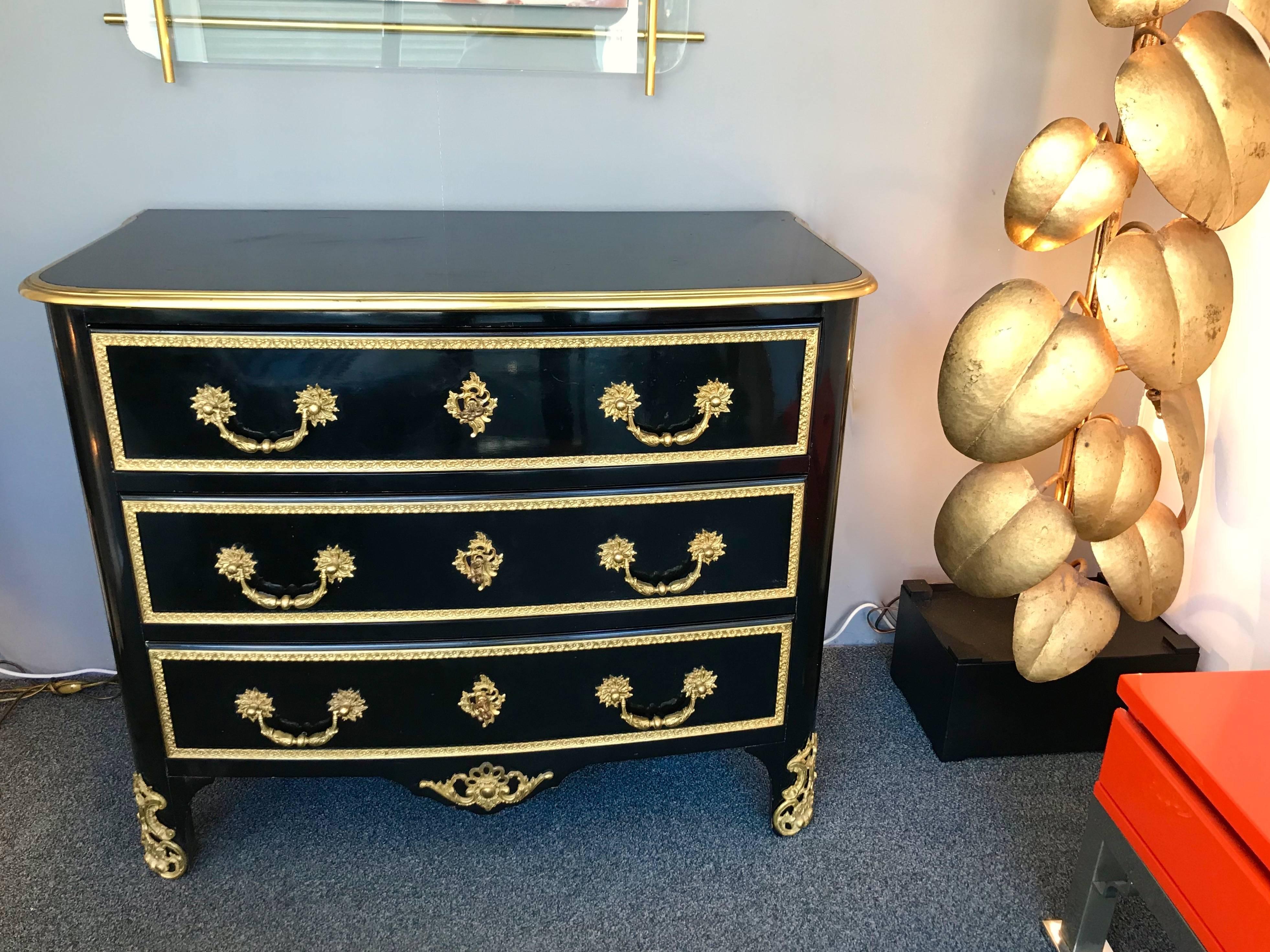 Chest of Drawers Lacquered and Bronze by Maison Jansen, France, 1970s 3