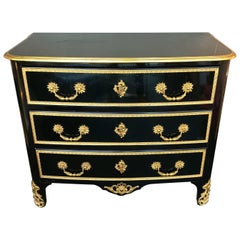 Chest of Drawers Lacquered and Bronze by Maison Jansen, France, 1970s