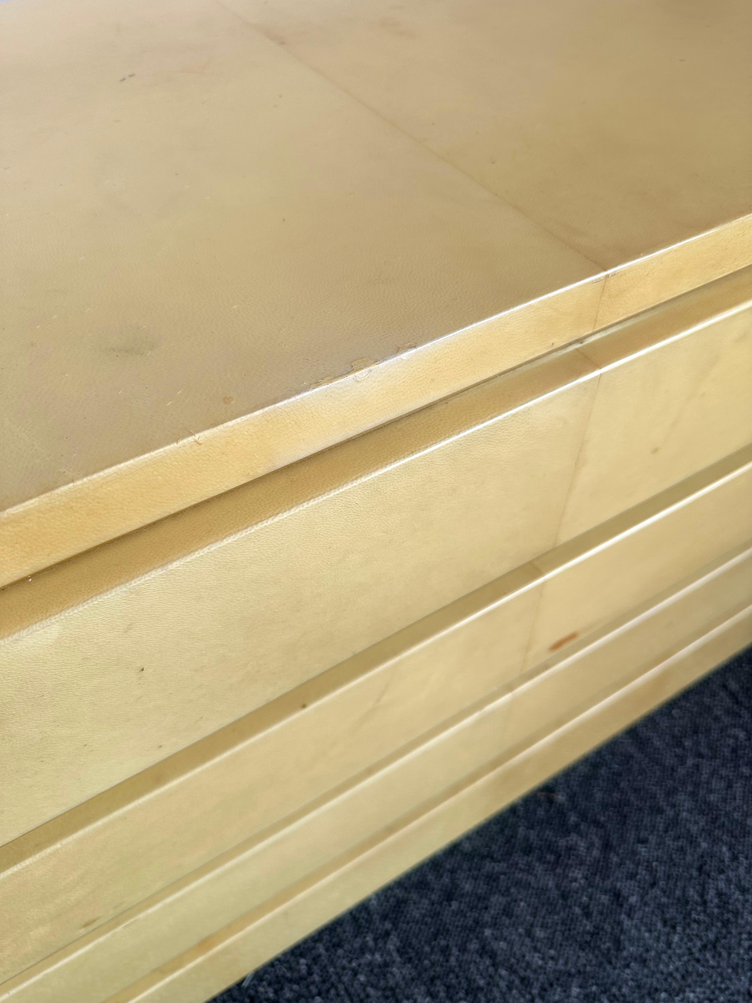 Italian Chest of Drawers Lacquered Goatskin and Brass by Aldo Tura, Italy, 1970s For Sale
