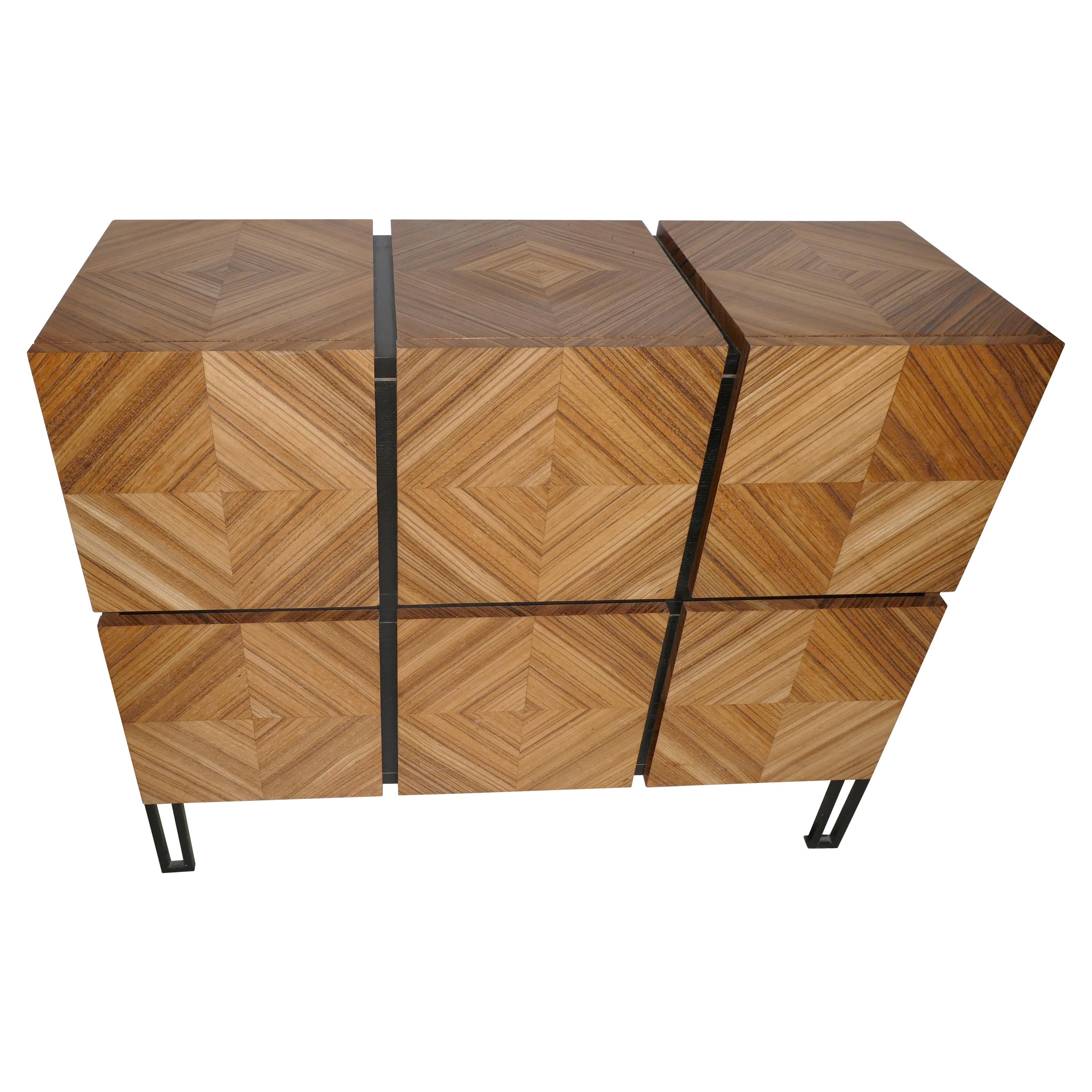 Chest of Drawers "Losange" in Zebrano Open Is Tow Drawers For Sale