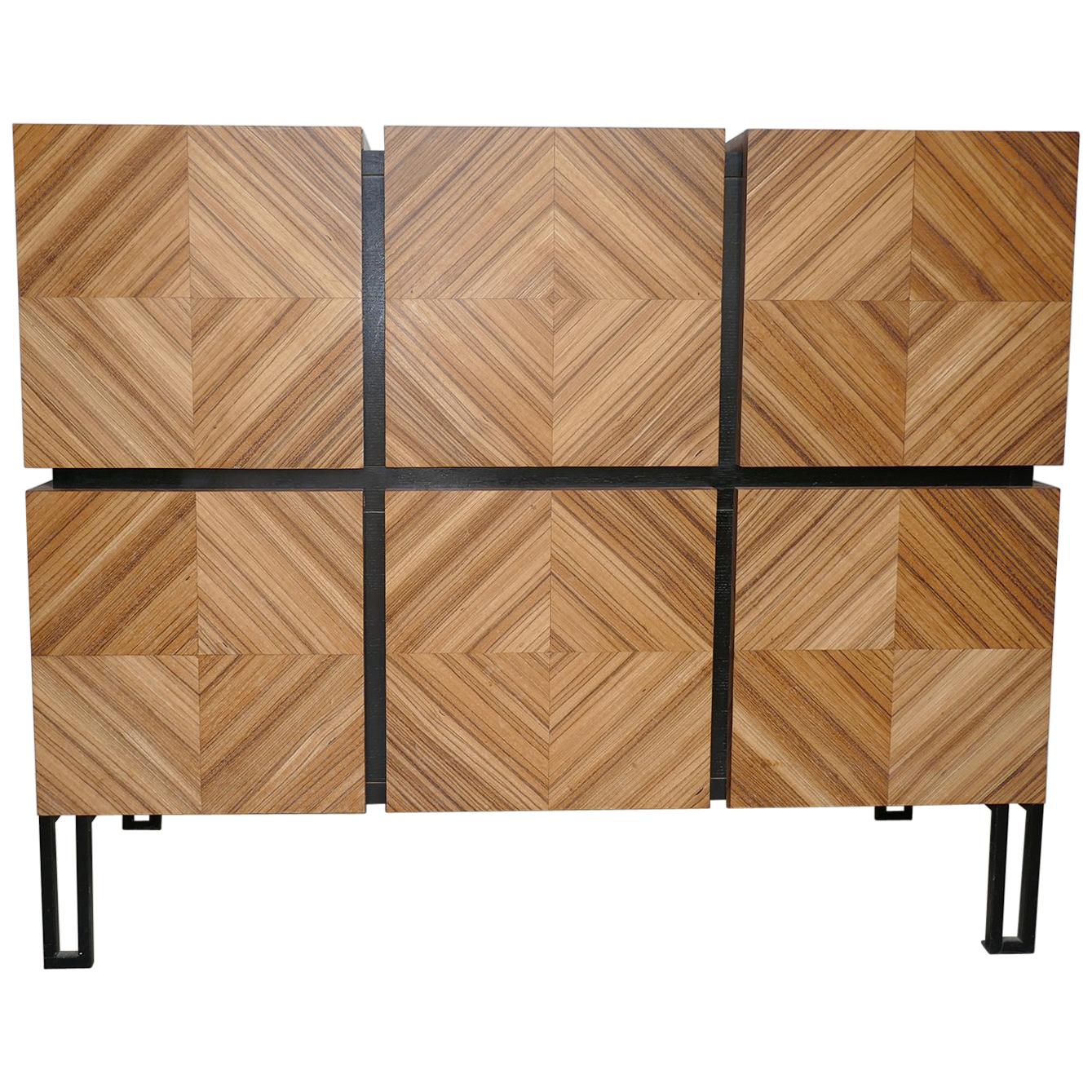 Chest of Drawers "Losange" in Zebrano Open Is Tow Drawers For Sale