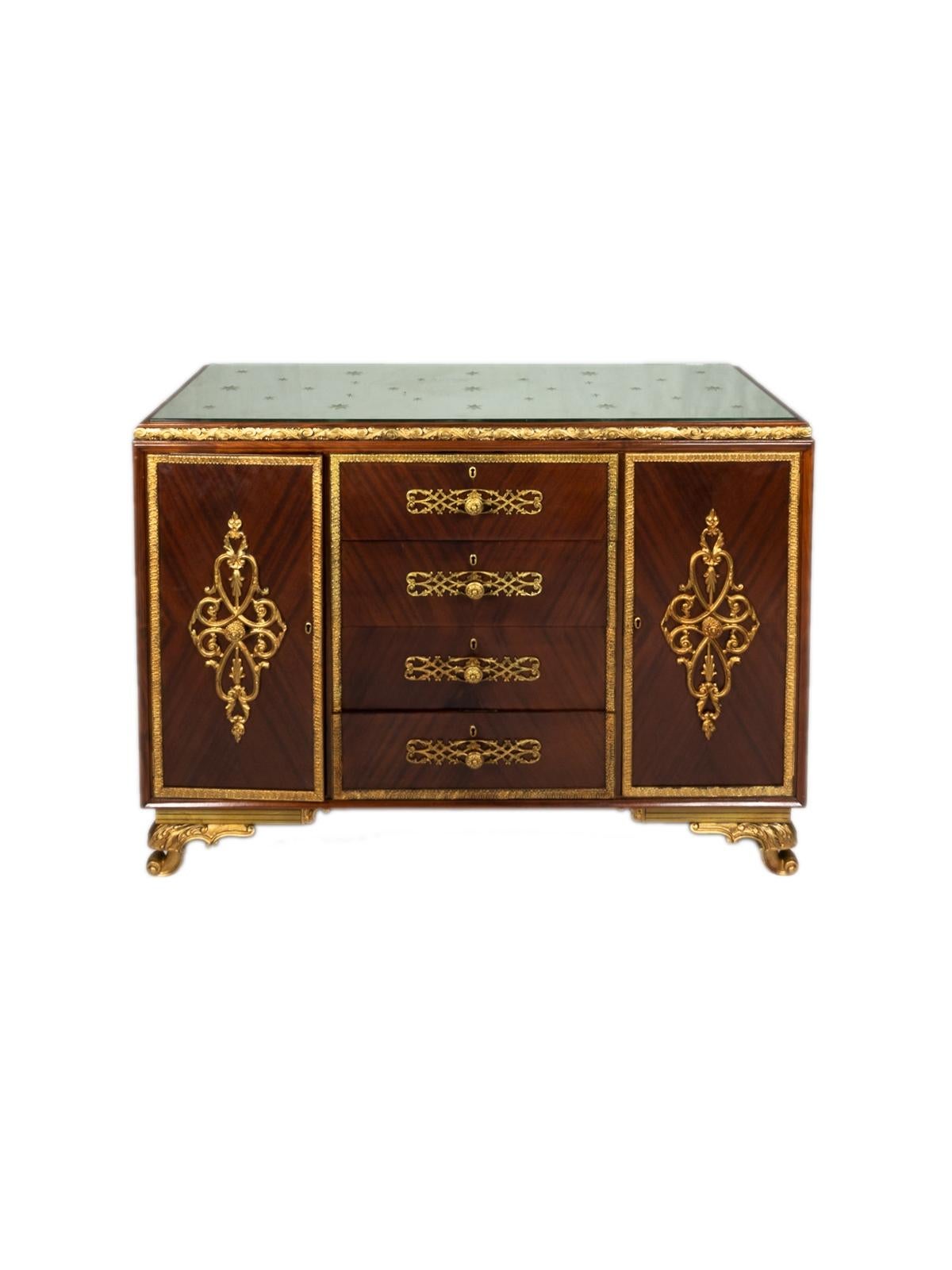 Chest Of Drawers Louis XV Fusion Style, Bronze, 20th Century For Sale