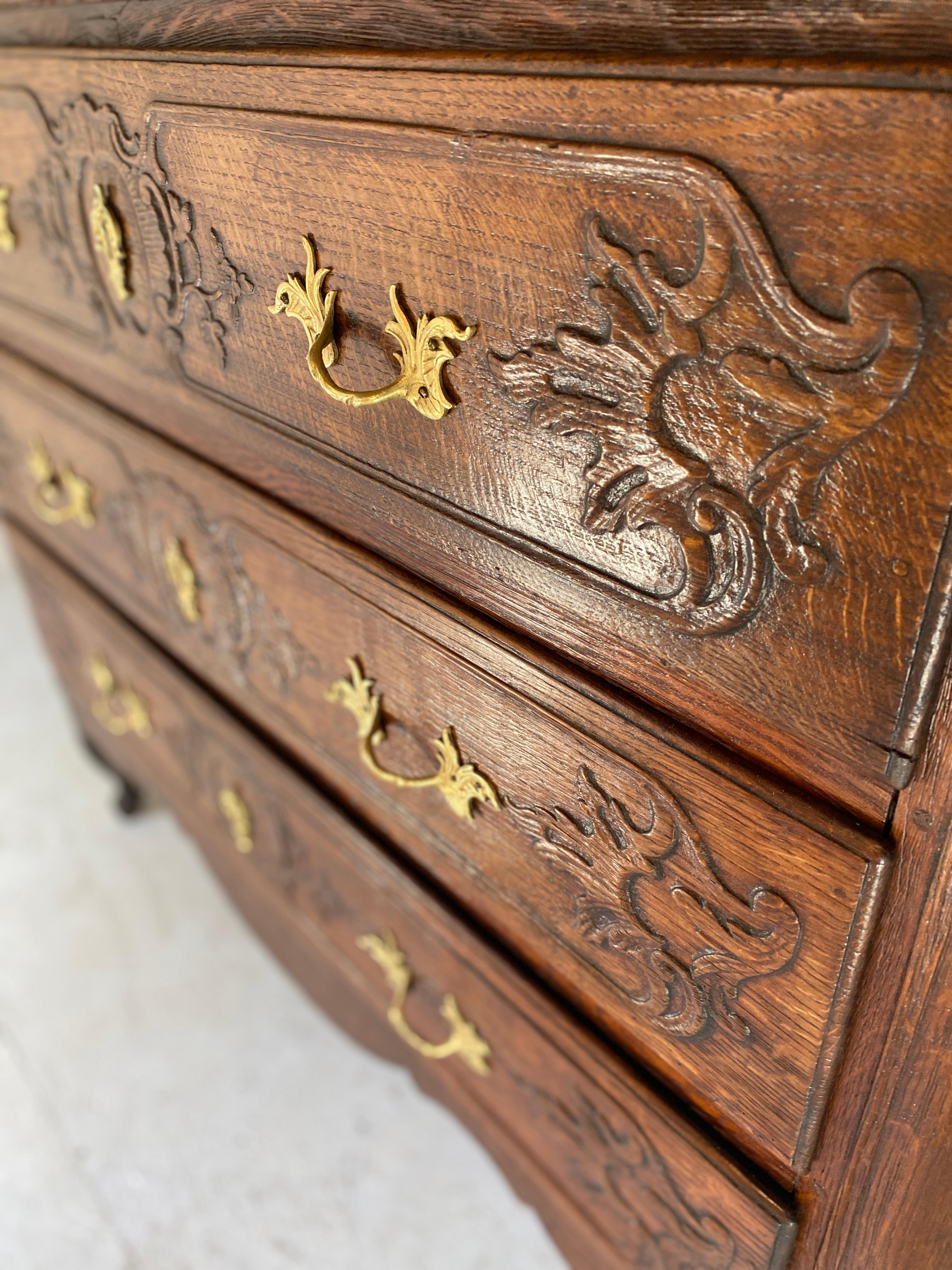 Louis XV chest of drawers louis xv late 18th century liegeoose in oak For Sale