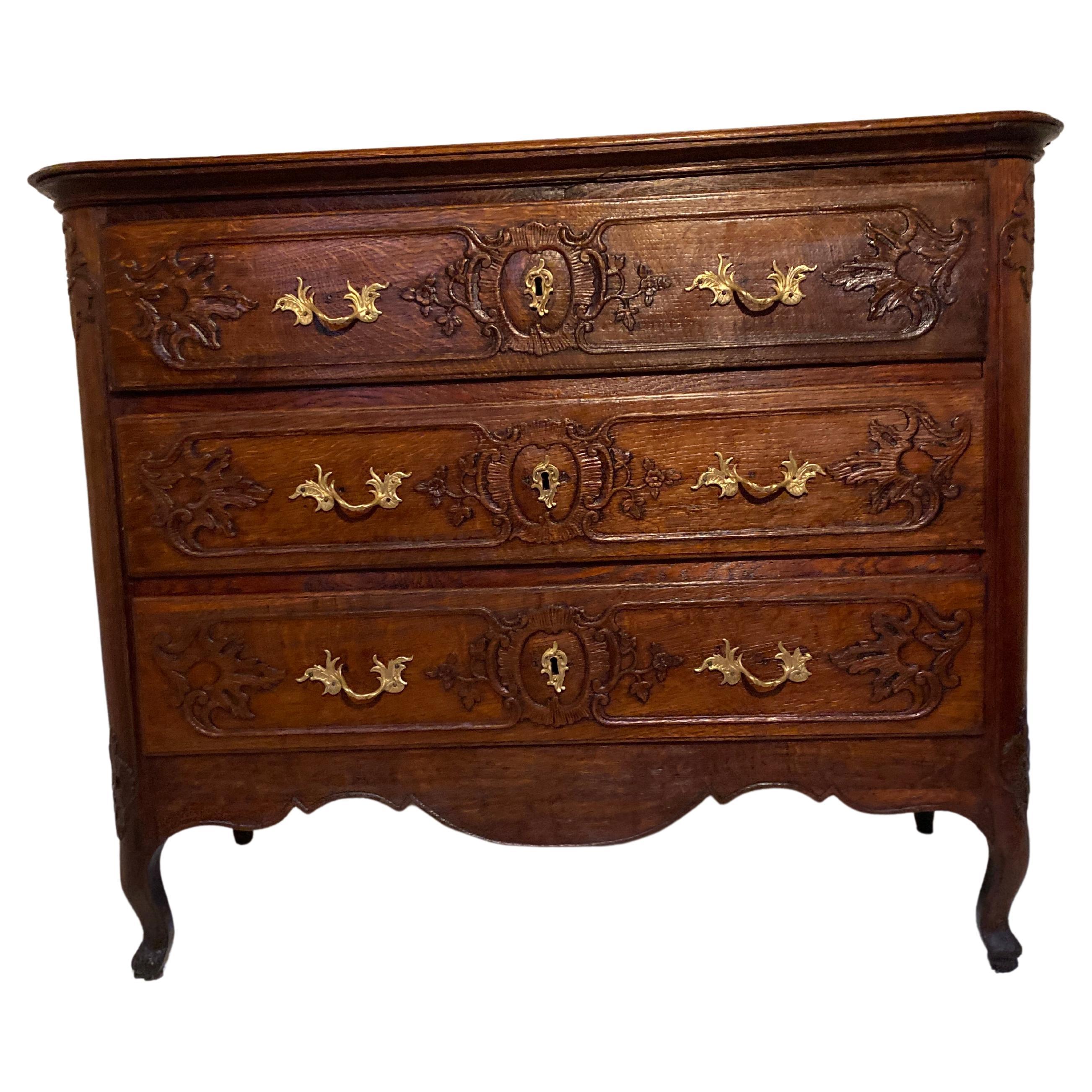 chest of drawers louis xv late 18th century liegeoose in oak For Sale