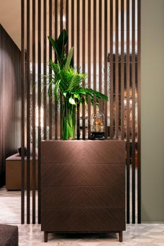 Chest of Drawers Made Solidwood & Ash Grey Venereed Panels Refined Microfiber