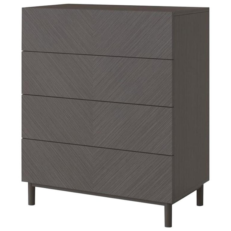 Chest of Drawers Made Solidwood & Ash Grey Venereed Panels Refined Microfiber For Sale