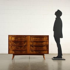 Chest of Drawers Mahogany Burl Veneer Solid Wood Argentina 1950s