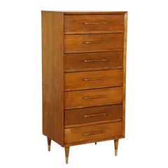 Chest of Drawers Mahogany Veneer Brass USA 1950s