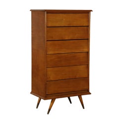 Chest of Drawers Mahogany Veneer Brass Vintage, Italy, 1950s