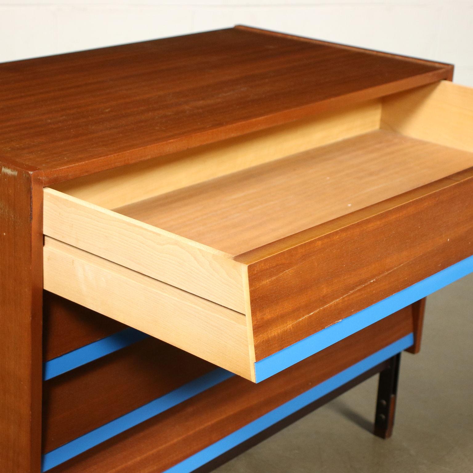 Mid-Century Modern Chest of Drawers Mahogany Veneer Formica Wood Metal, Italy, 1960s