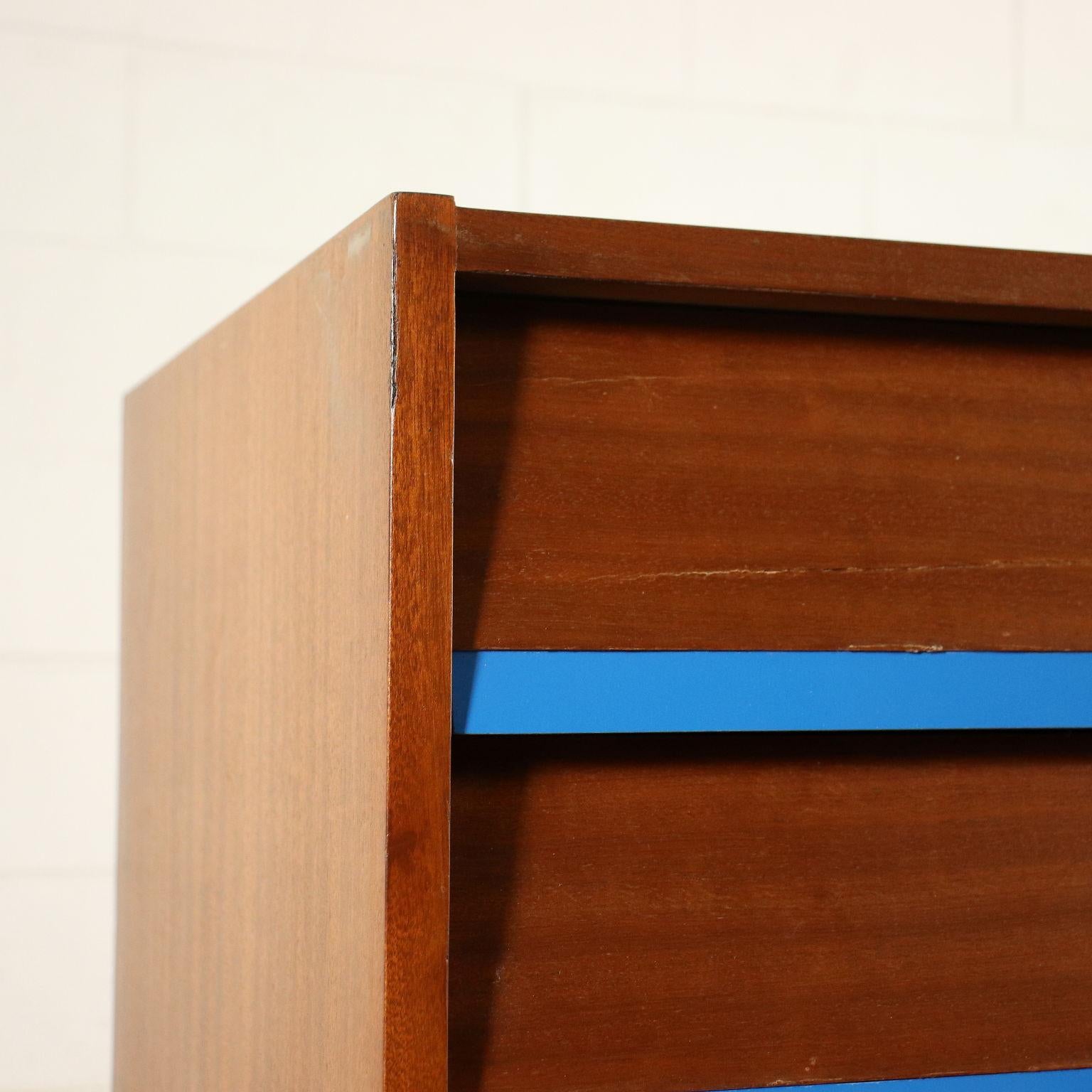 Italian Chest of Drawers Mahogany Veneer Formica Wood Metal, Italy, 1960s