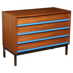 Chest of Drawers Mahogany Veneer Formica Wood Metal, Italy, 1960s