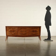 Chest of Drawers Mahogany Veneer Wood Brass Argentine, 1950s
