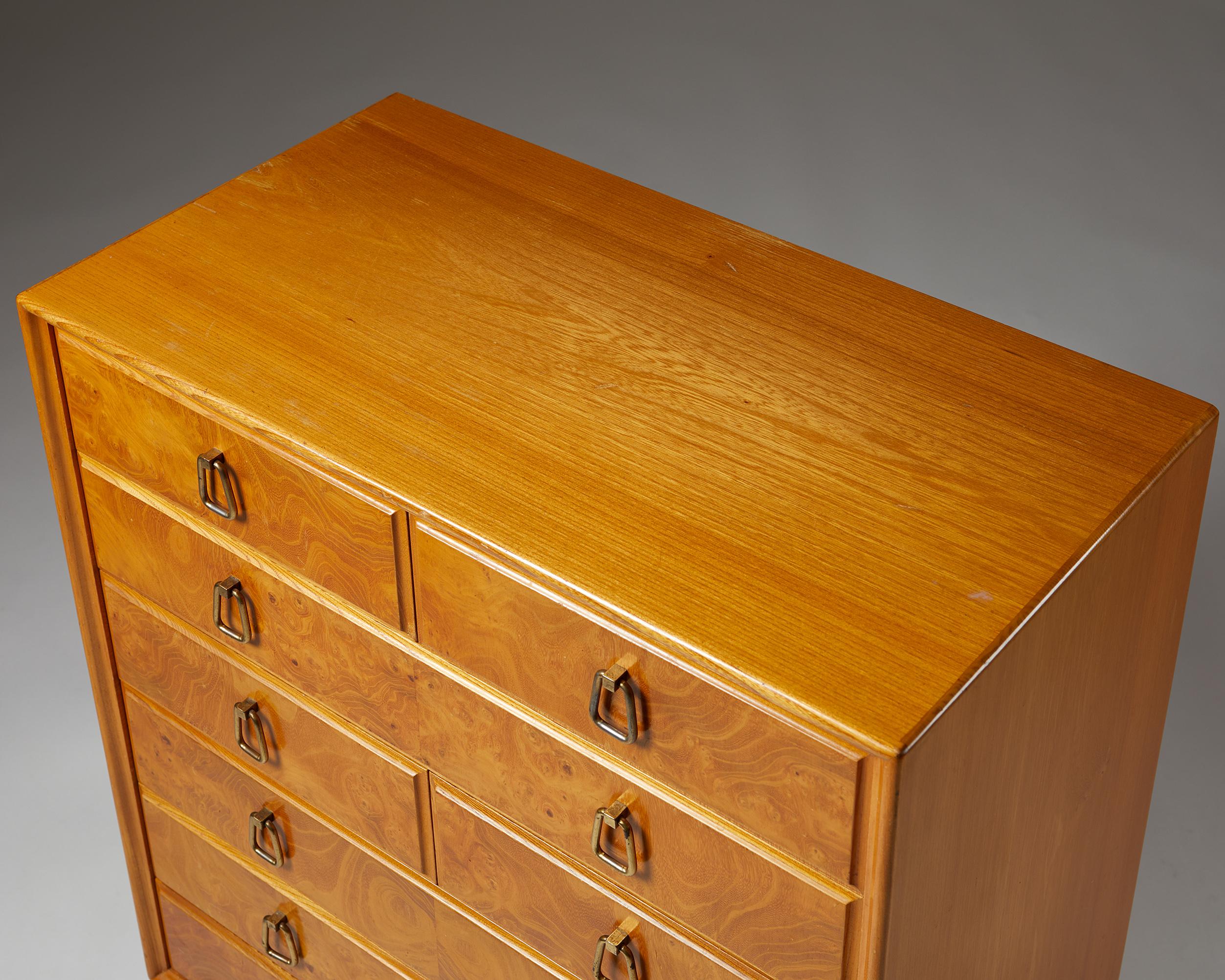 Elm Chest of Drawers Model 146 Designed by Carl-Axel Acking, Sweden 1940s For Sale