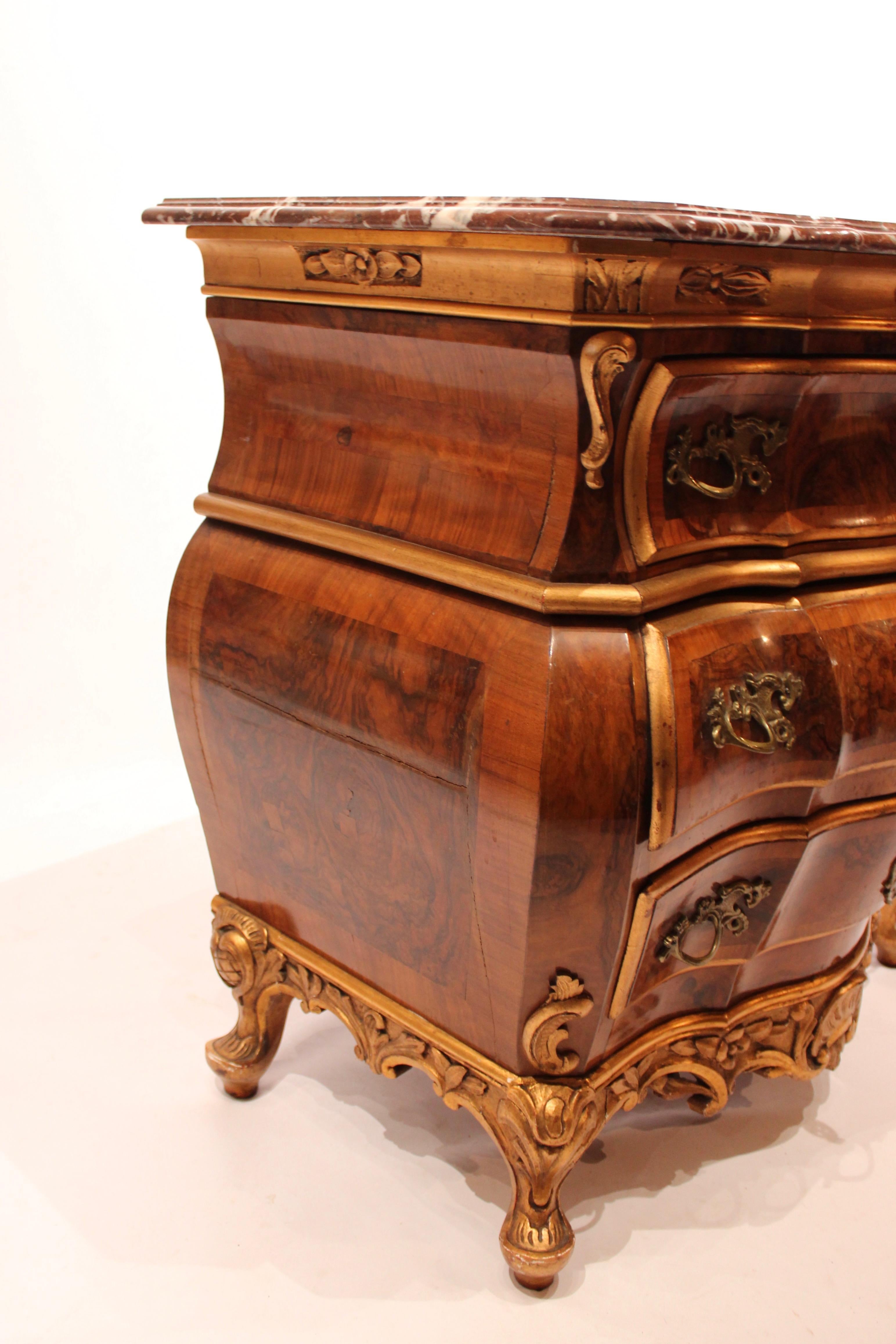 Other Chest of Drawers of Walnut with Marble Top Plate from Denmark, circa 1880s