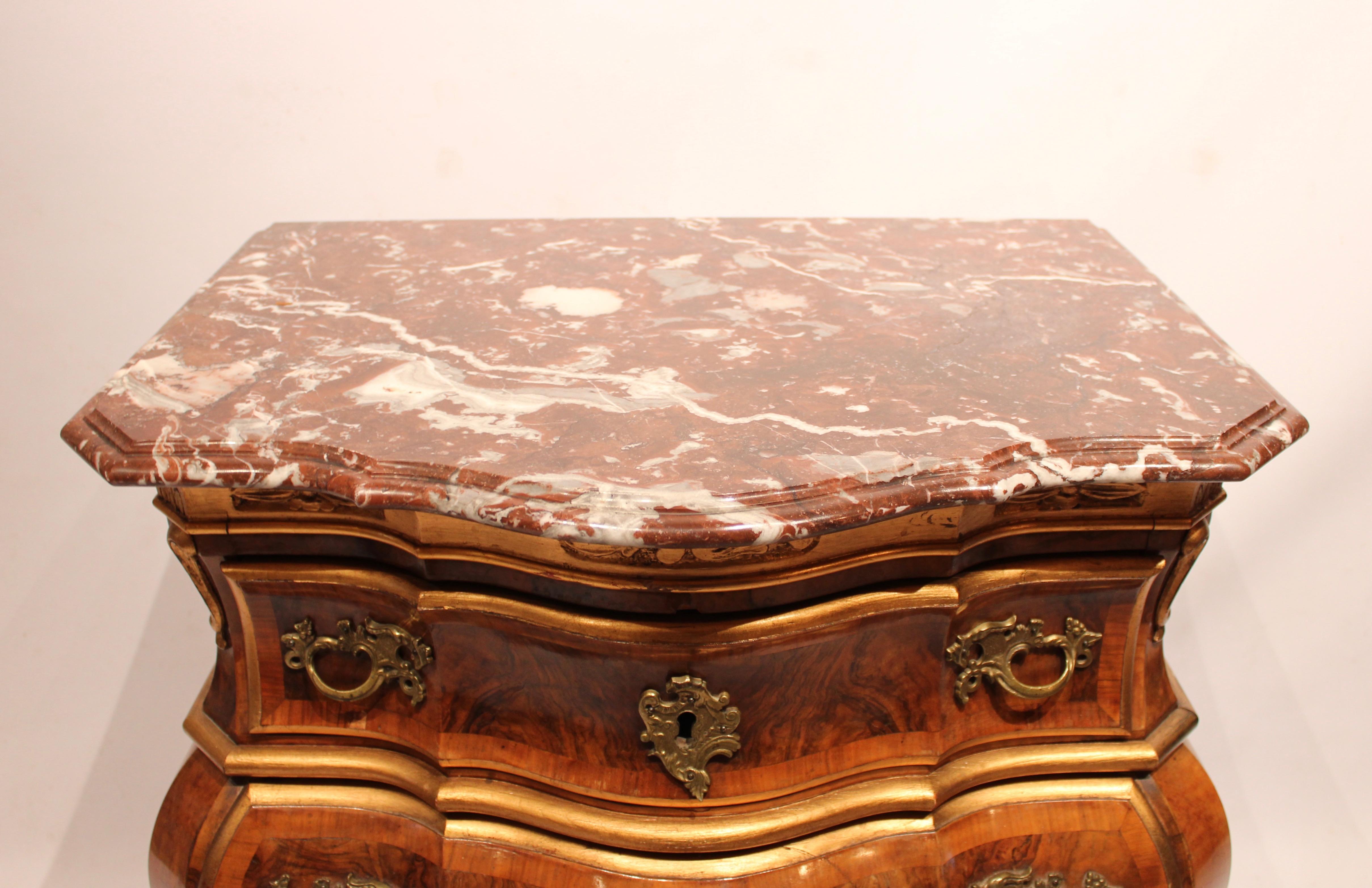 Danish Chest of Drawers of Walnut with Marble Top Plate from Denmark, circa 1880s